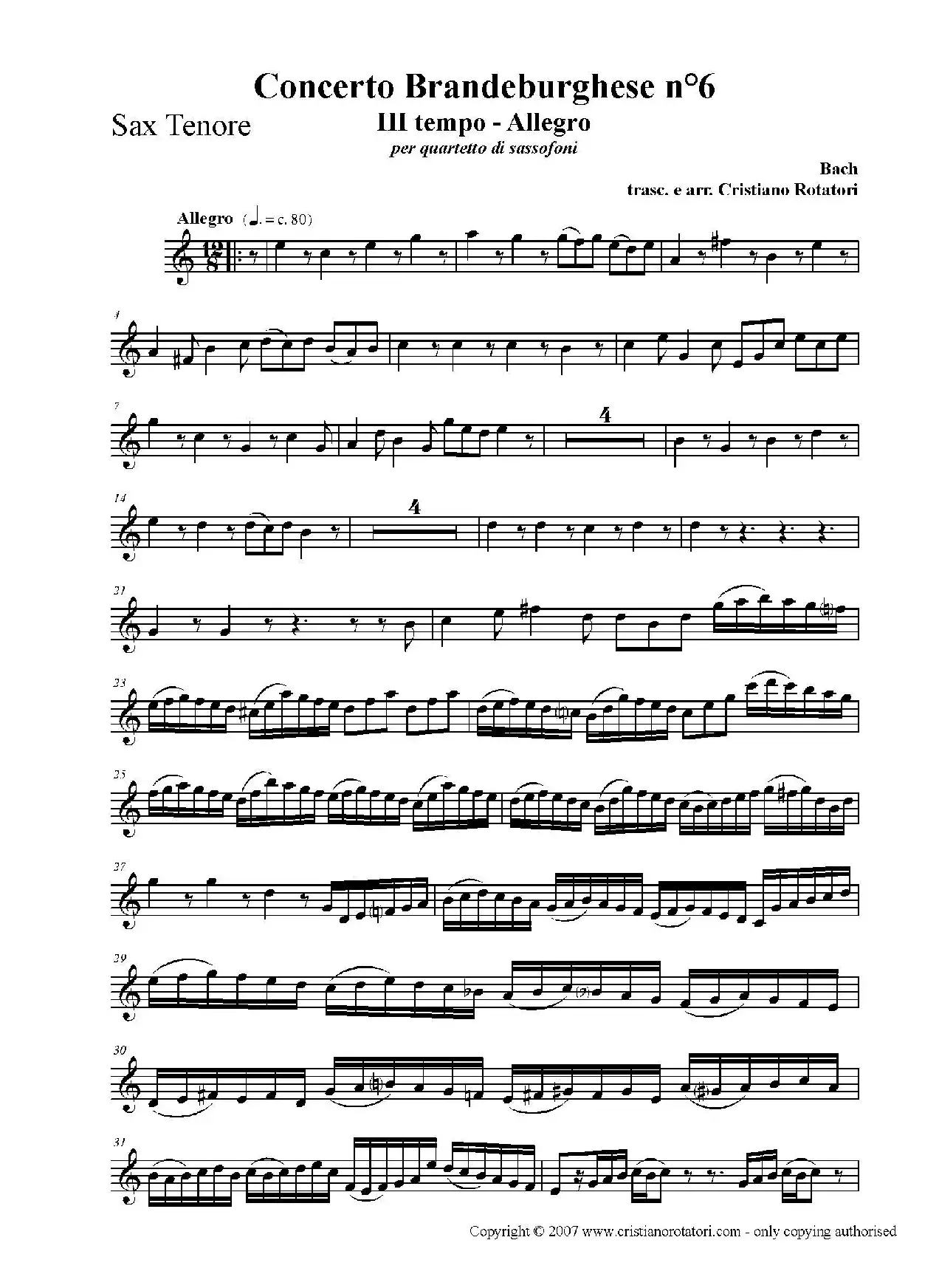 Concerto Brandeburghese（次中音萨克斯）