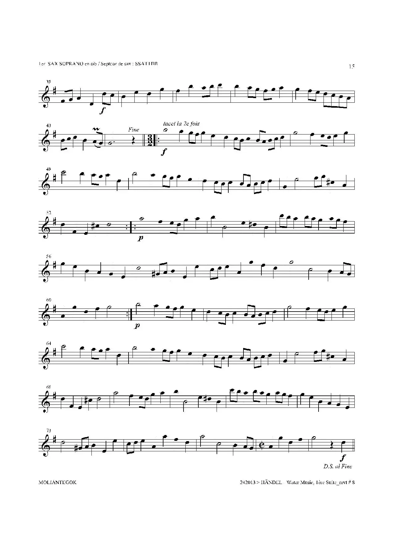 Water Music（HWV.348 No.1）（第一高音萨克斯）