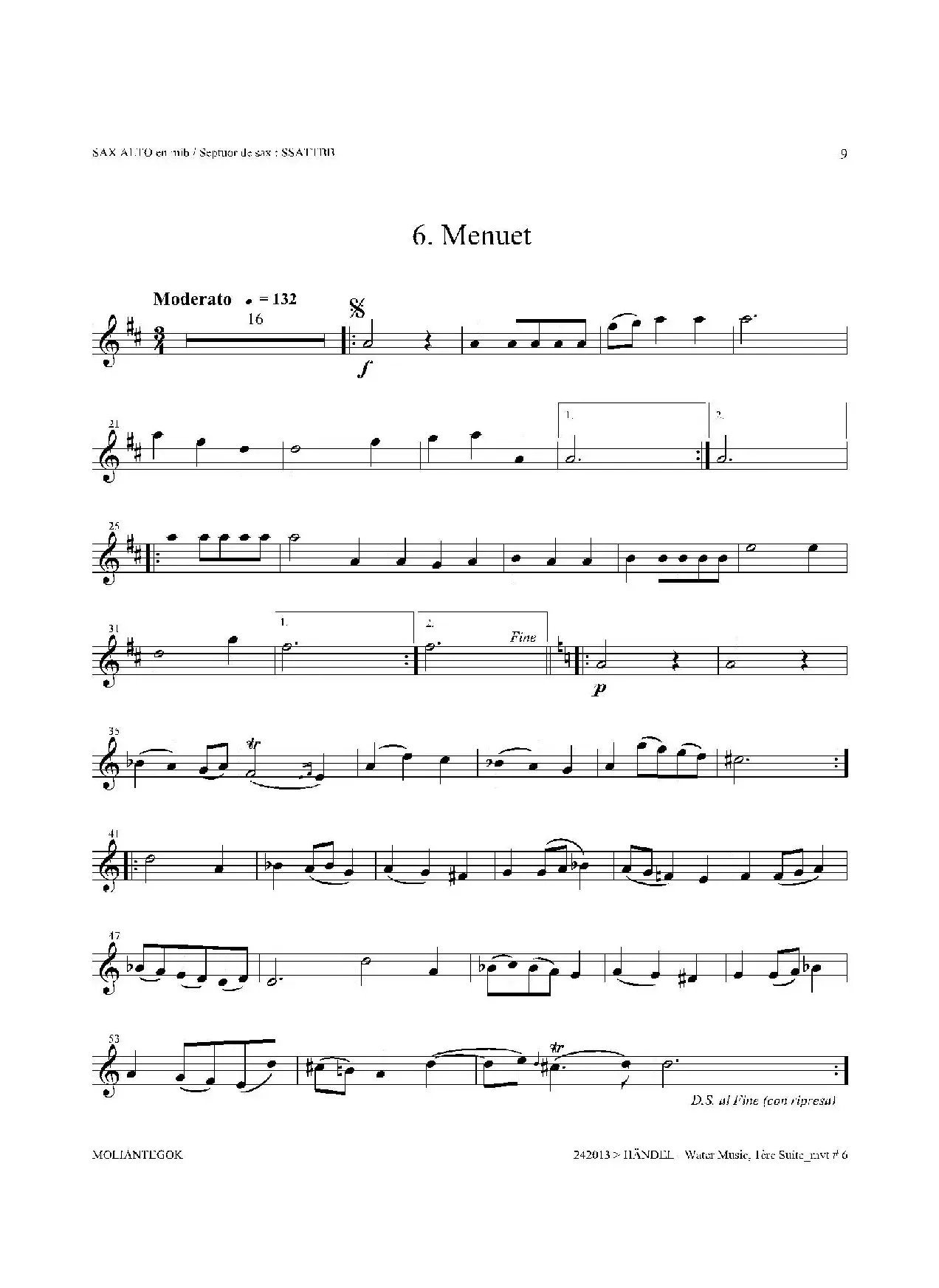 Water Music（HWV.348 No.1）（中音萨克斯）