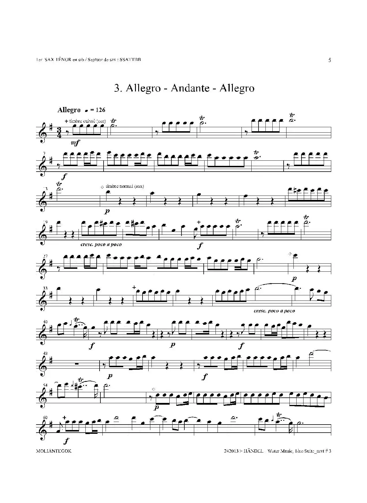 Water Music（HWV.348 No.1）（第一次中音萨克斯）