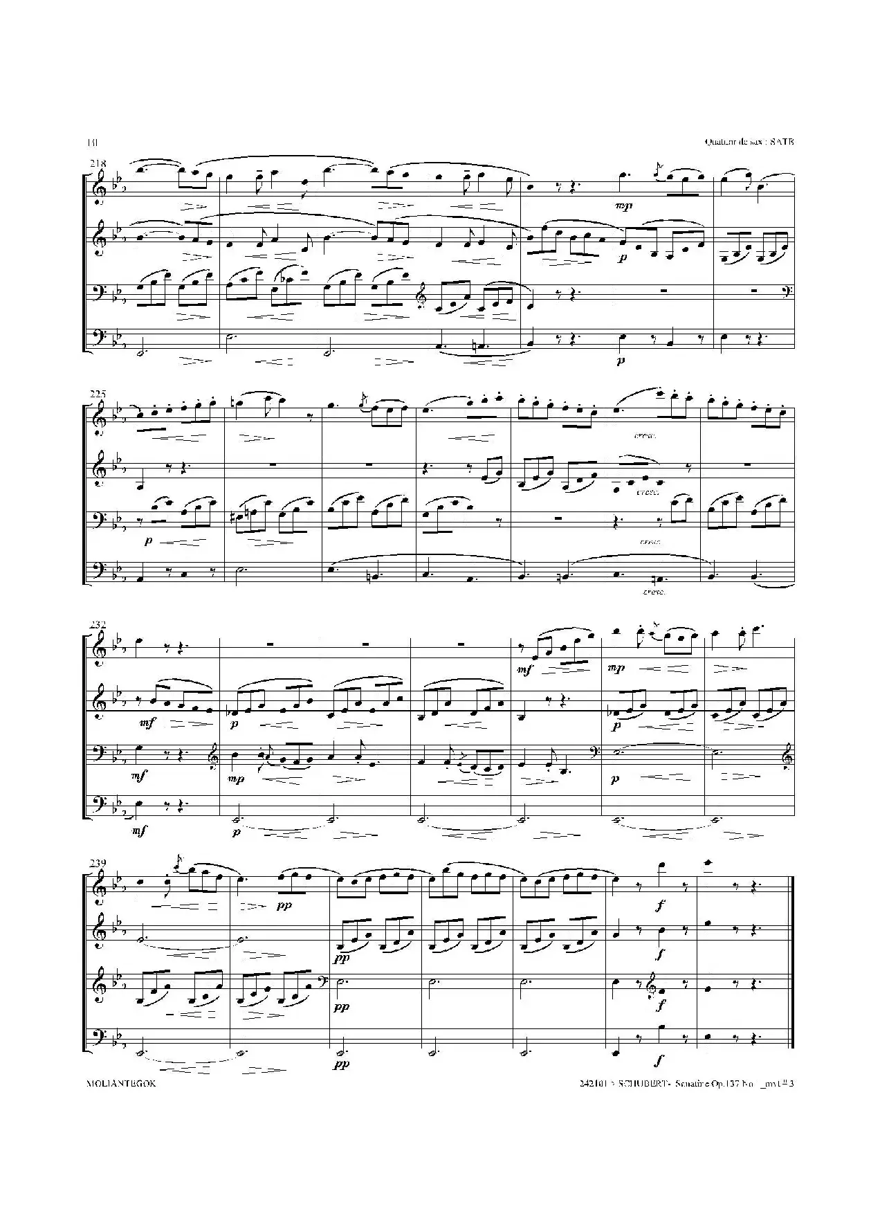 Sonatine Op.137 No 1（四重奏总谱）