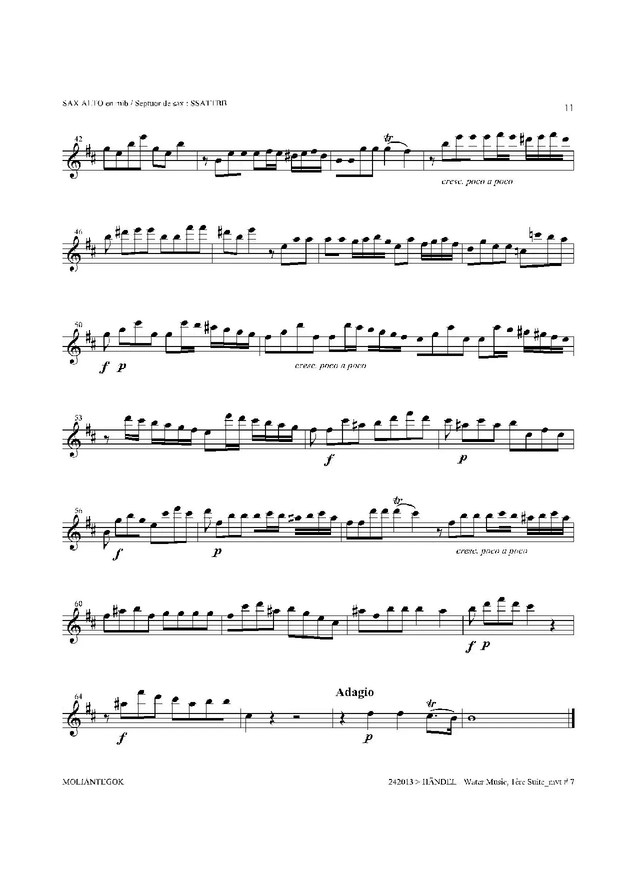 Water Music（HWV.348 No.1）（中音萨克斯）