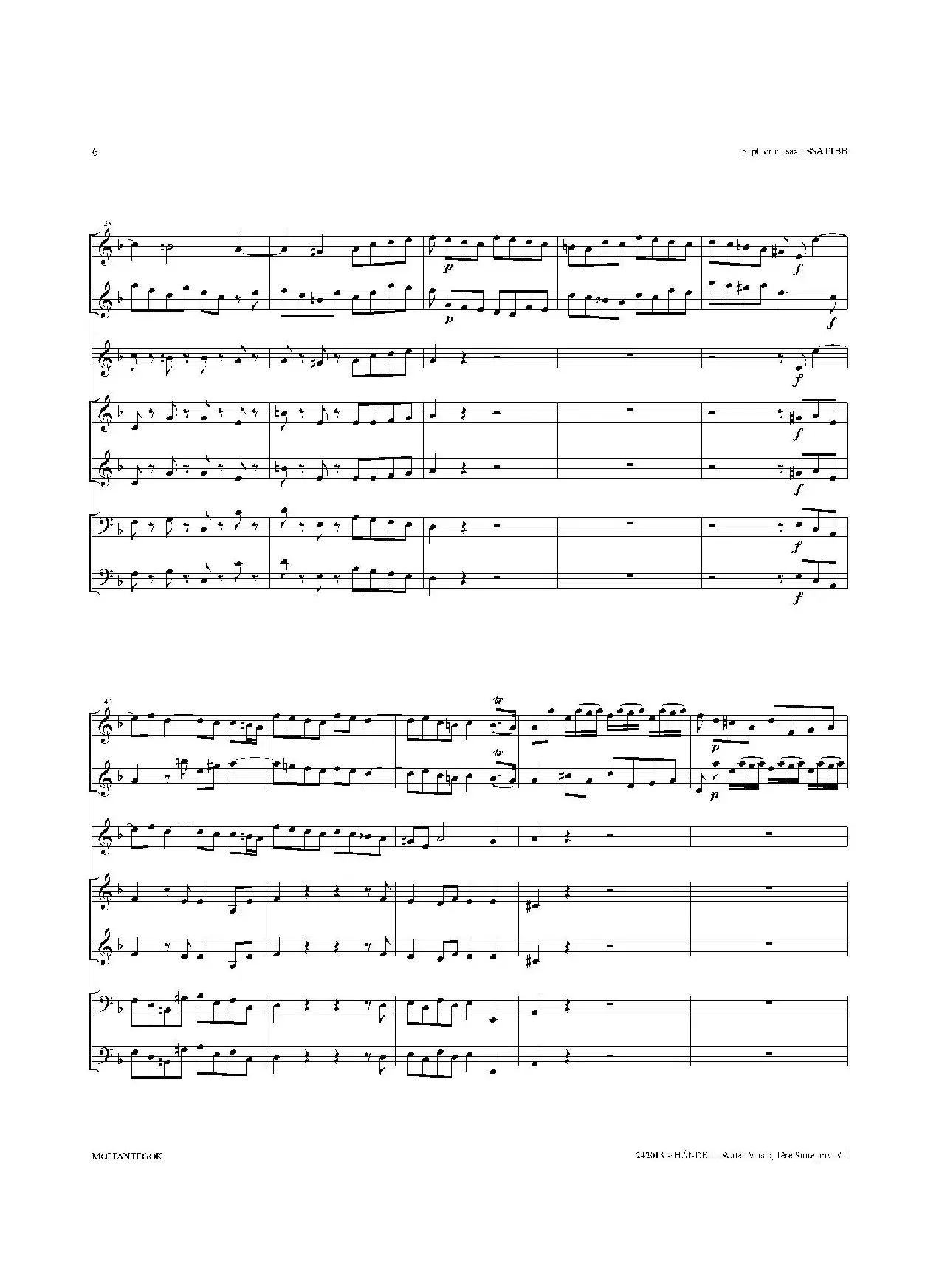 Water Music（HWV.348 No.1）（萨克斯合奏总谱）