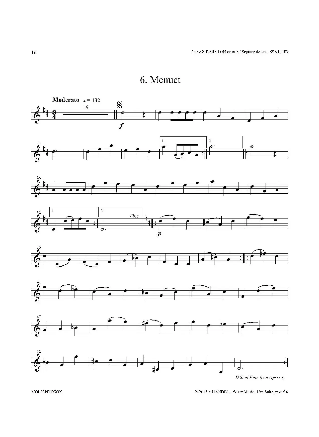 Water Music（HWV.348 No.1）（第二上低音萨克斯）