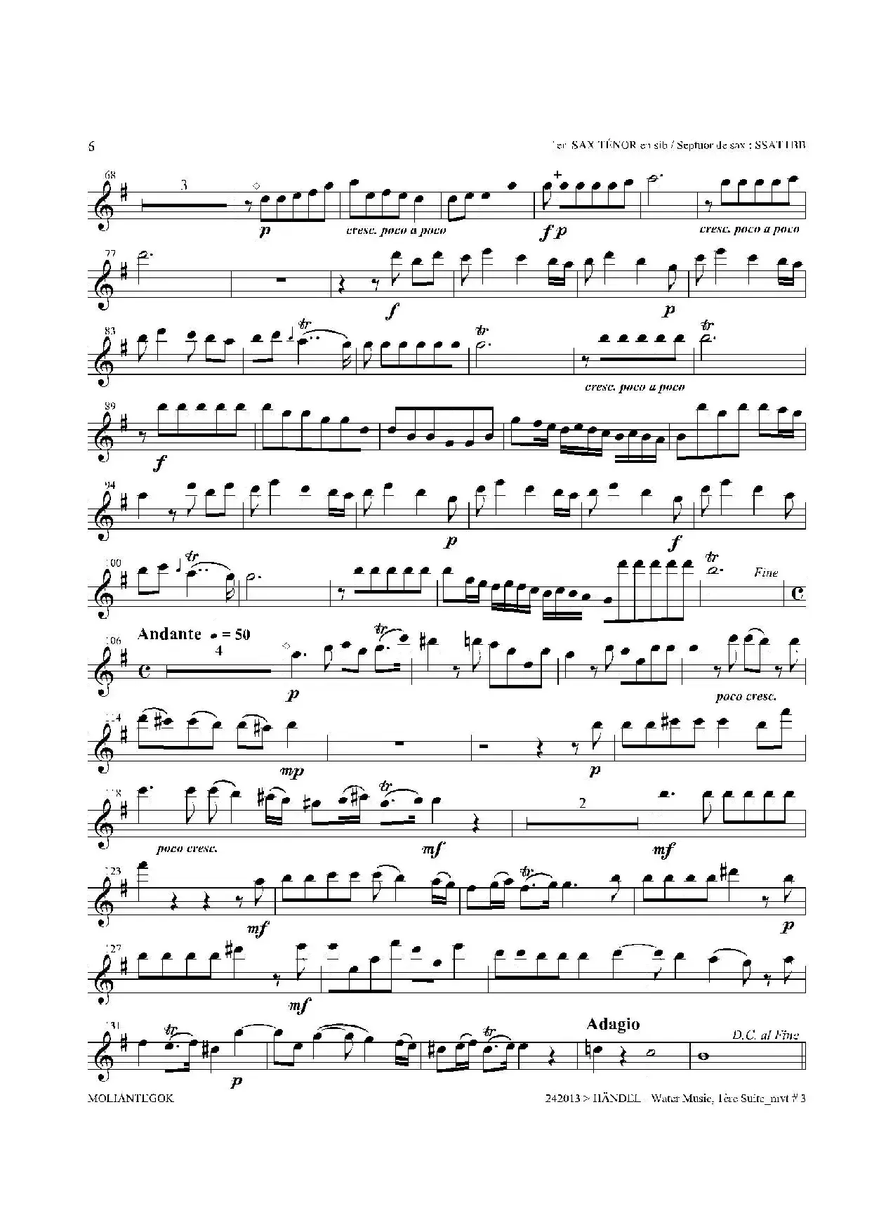 Water Music（HWV.348 No.1）（第一次中音萨克斯）