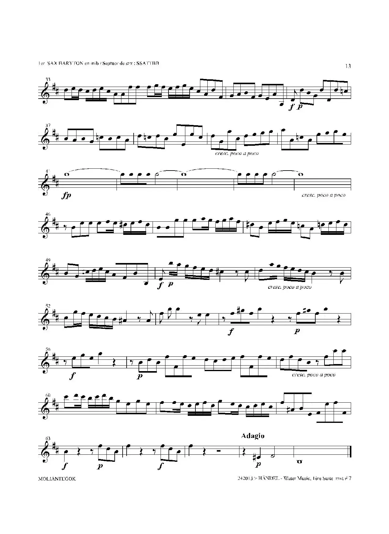 Water Music（HWV.348 No.1）（萨克斯合奏总谱）