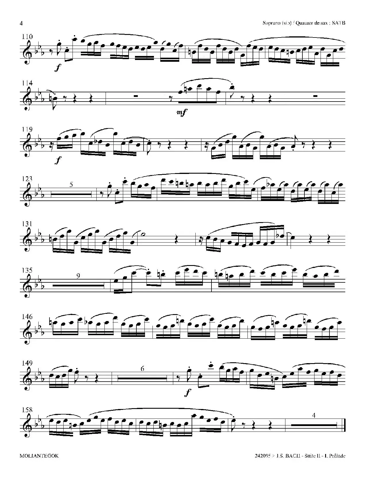 Suite anglaise No 2,BWV 807（法国组曲之二·前奏曲）（高音萨克斯分谱）
