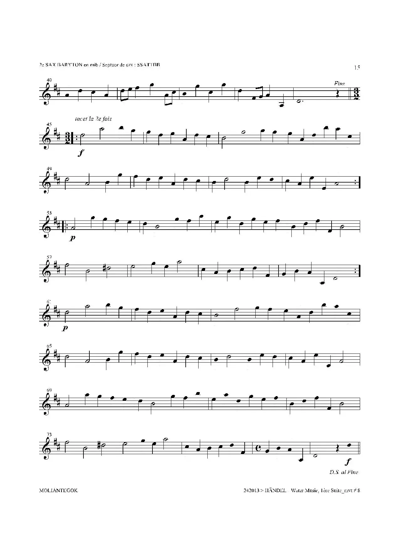 Water Music（HWV.348 No.1）（第二上低音萨克斯）