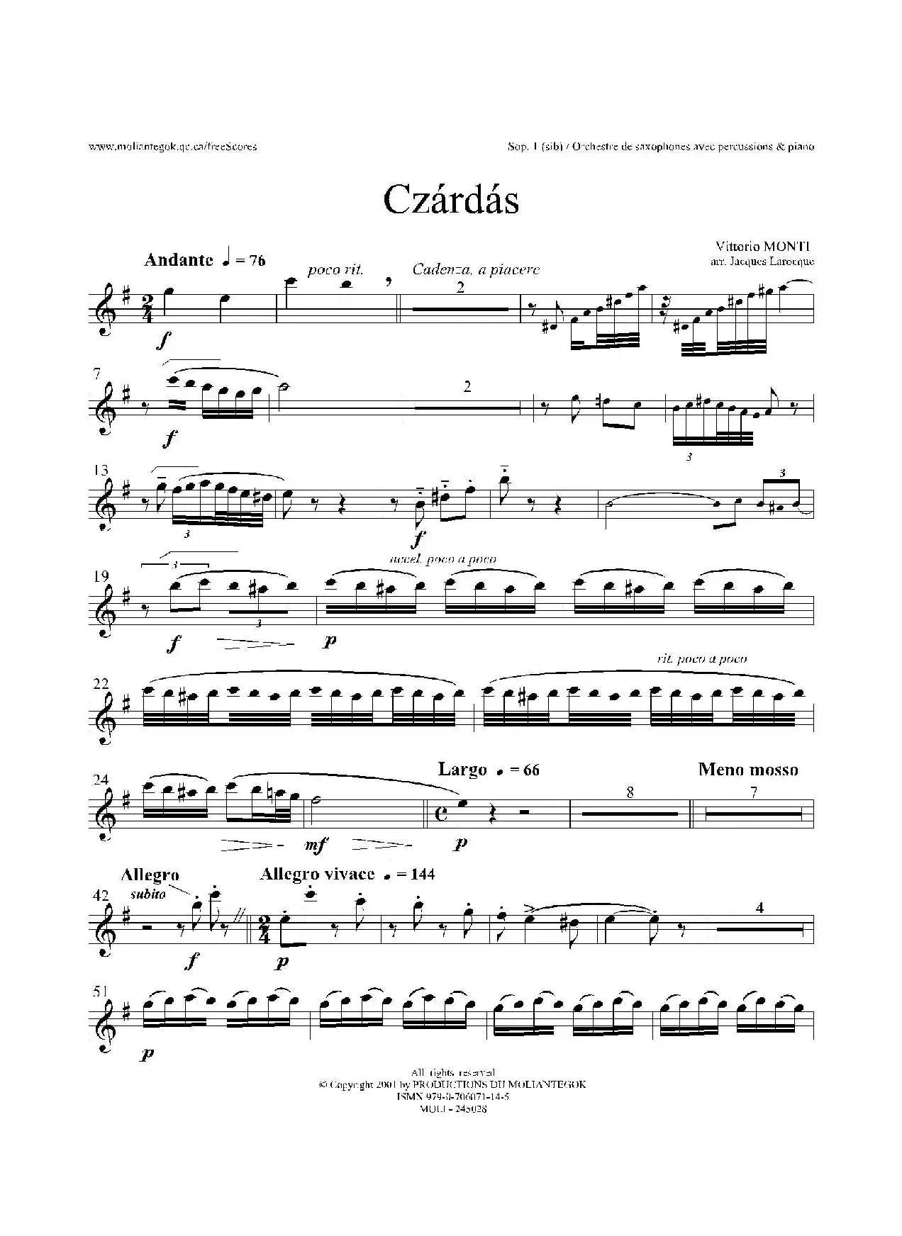 Czardas 查尔达斯（15重奏）（2支高音萨克斯）