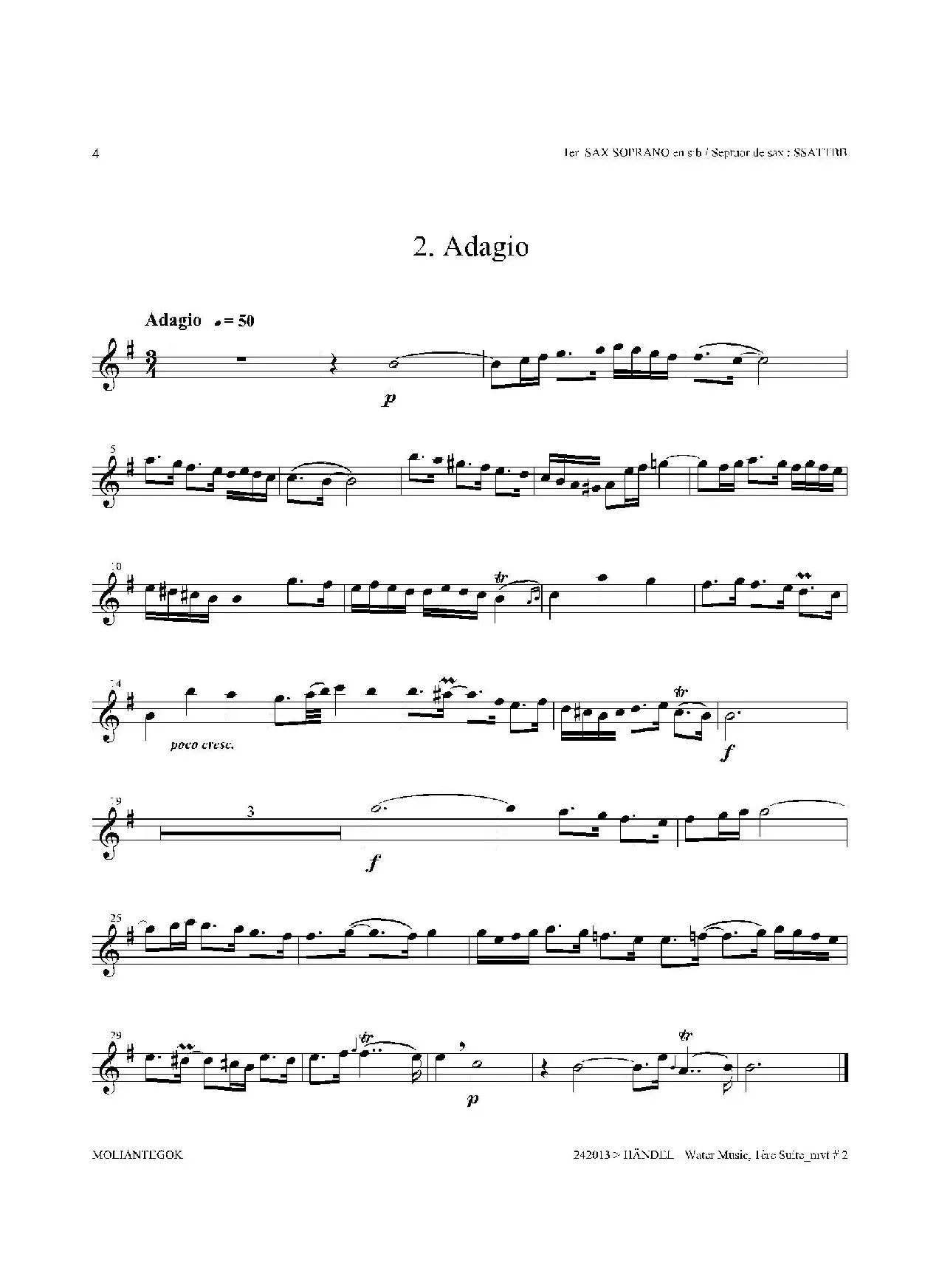 Water Music（HWV.348 No.1）（第一高音萨克斯）