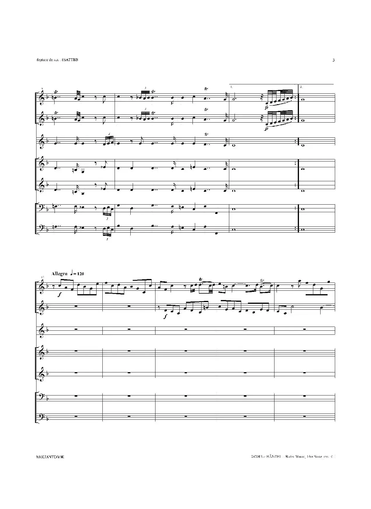 Water Music（HWV.348 No.1）（萨克斯合奏总谱）