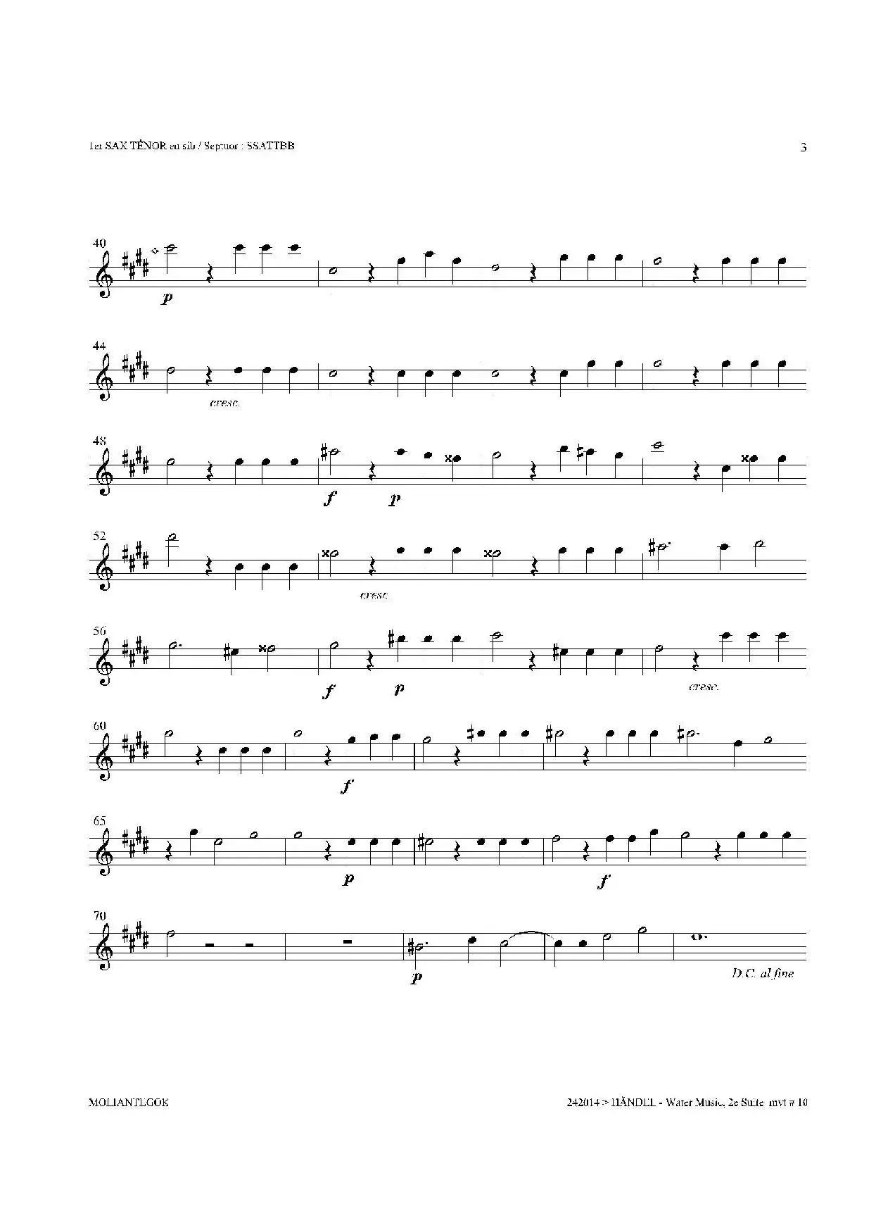 Water Music（HWV.349 No.2）（第一次中音萨克斯）