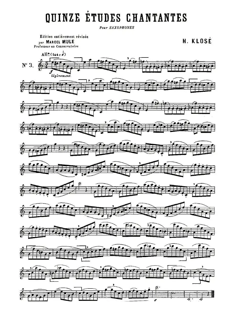 Klose Etudes Chantantes Pour Saxophone（练习曲之三）