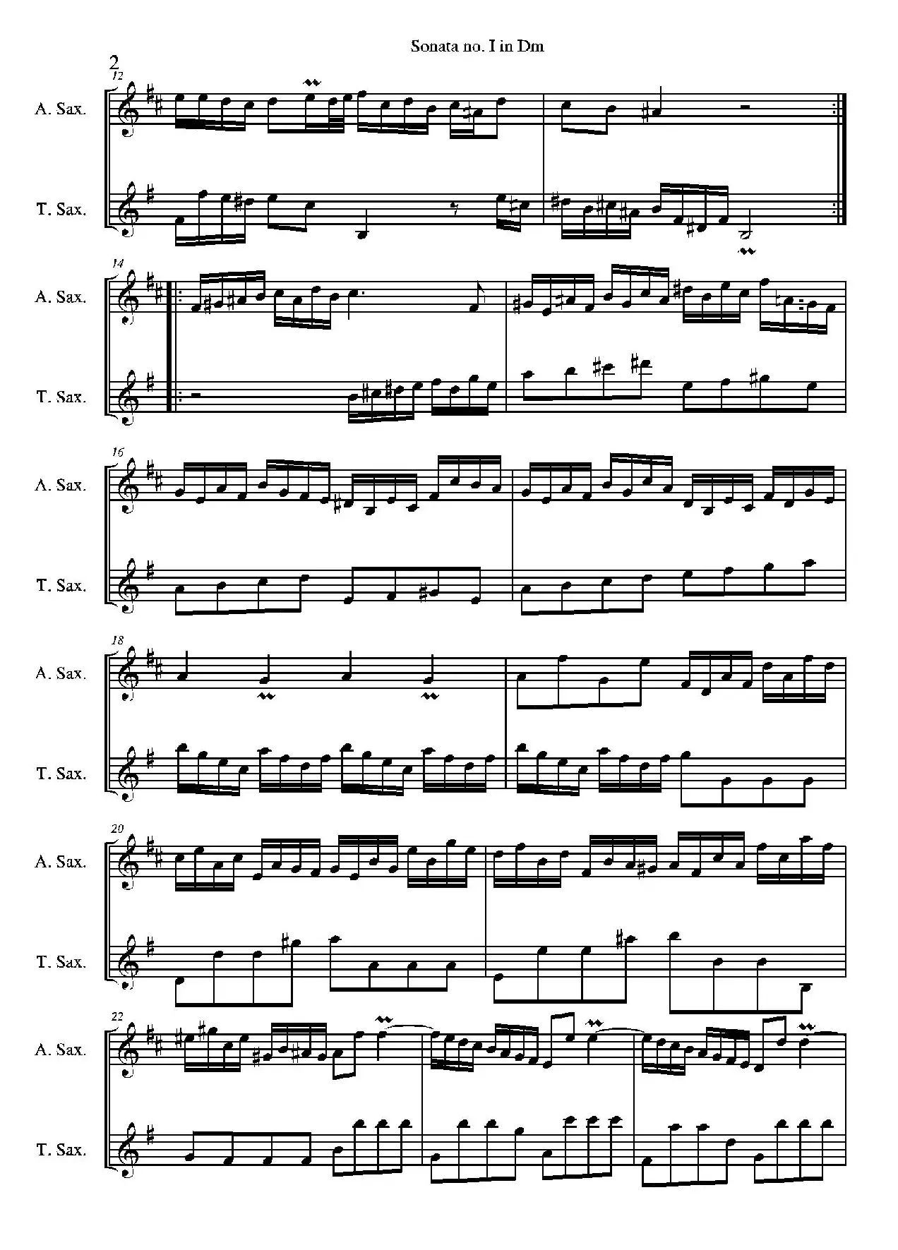 Sonata no. I in Dm（二重奏）