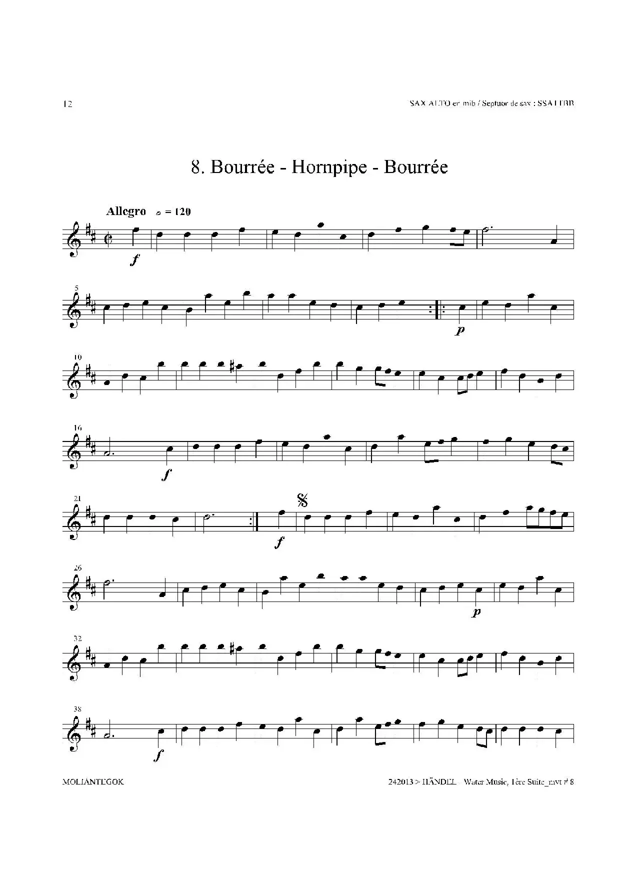 Water Music（HWV.348 No.1）（中音萨克斯）