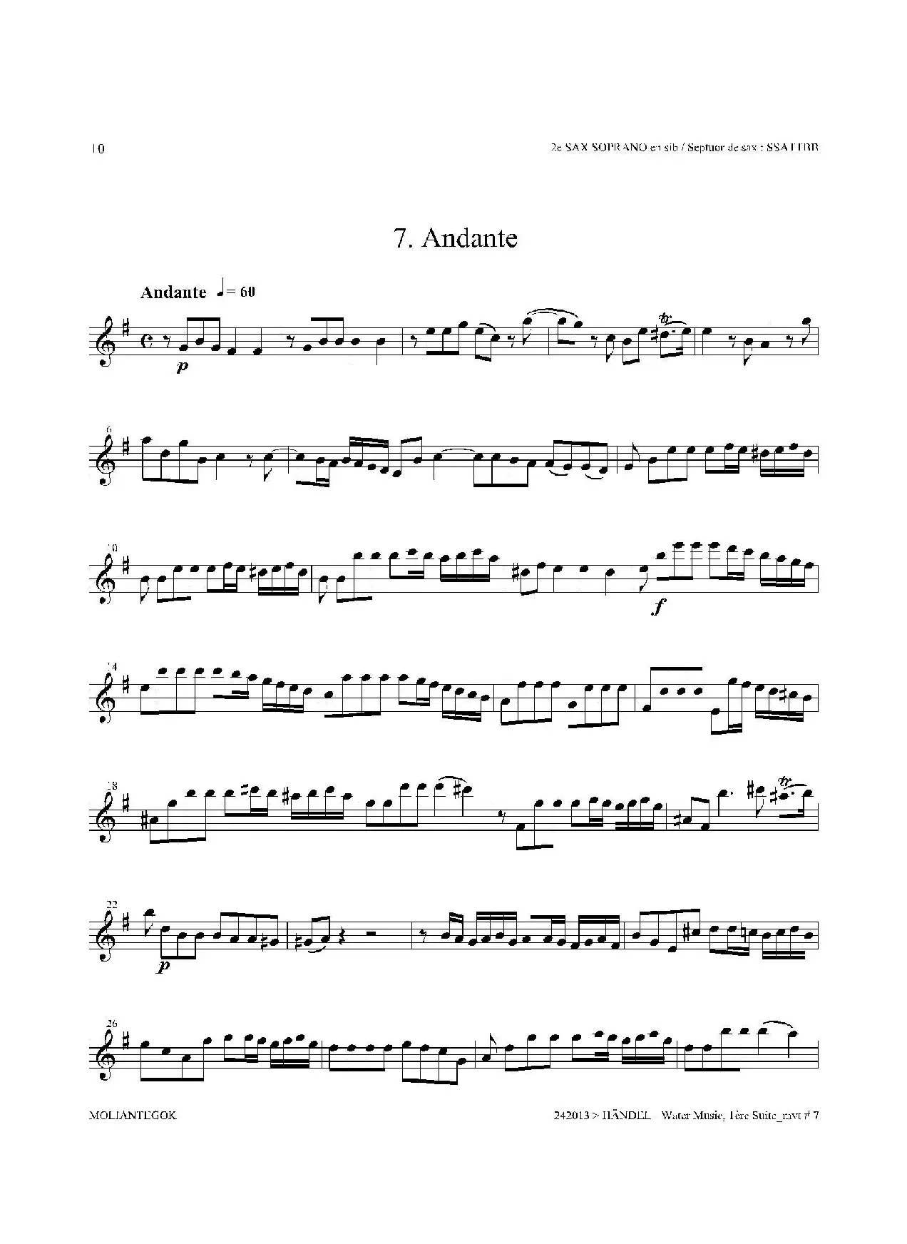 Water Music（HWV.348 No.1）（第二高音萨克斯）