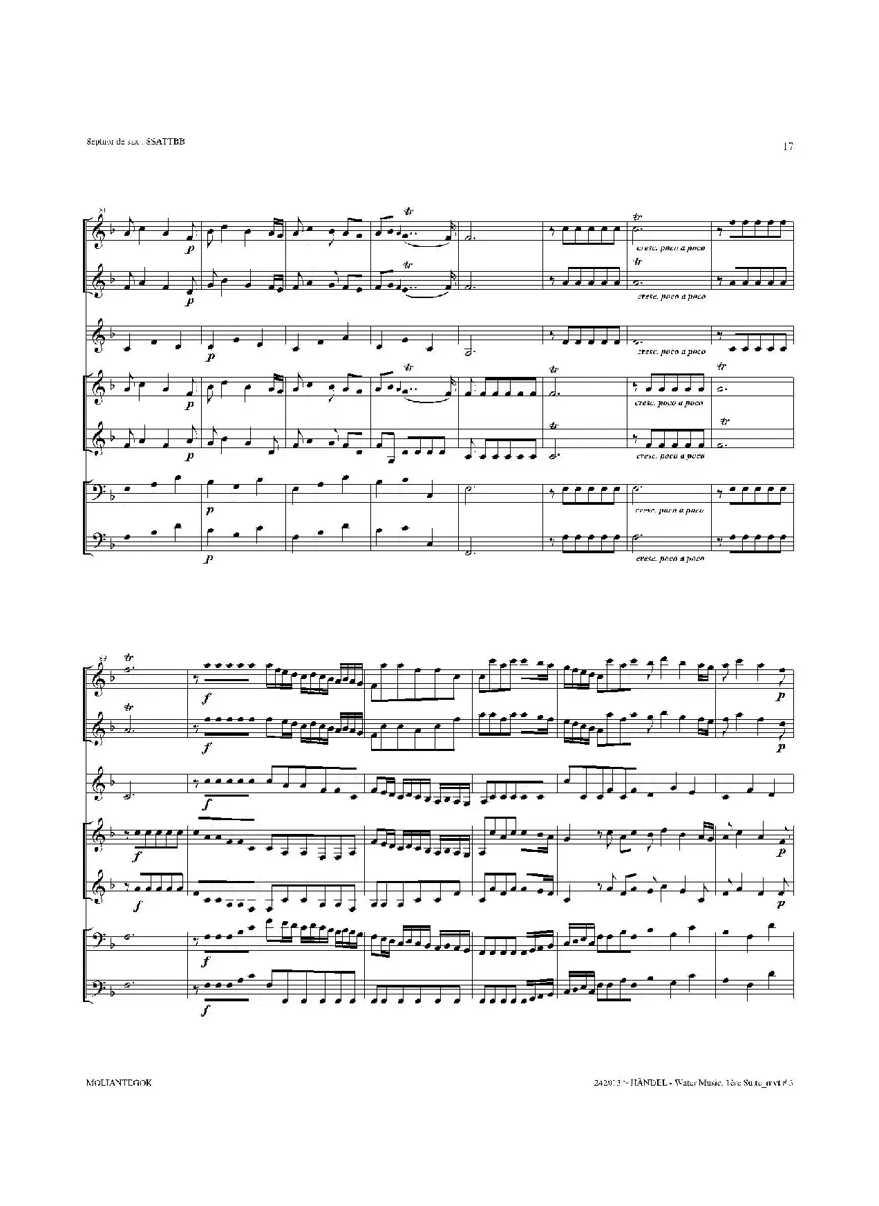 Water Music（HWV.348 No.1）（萨克斯合奏总谱）