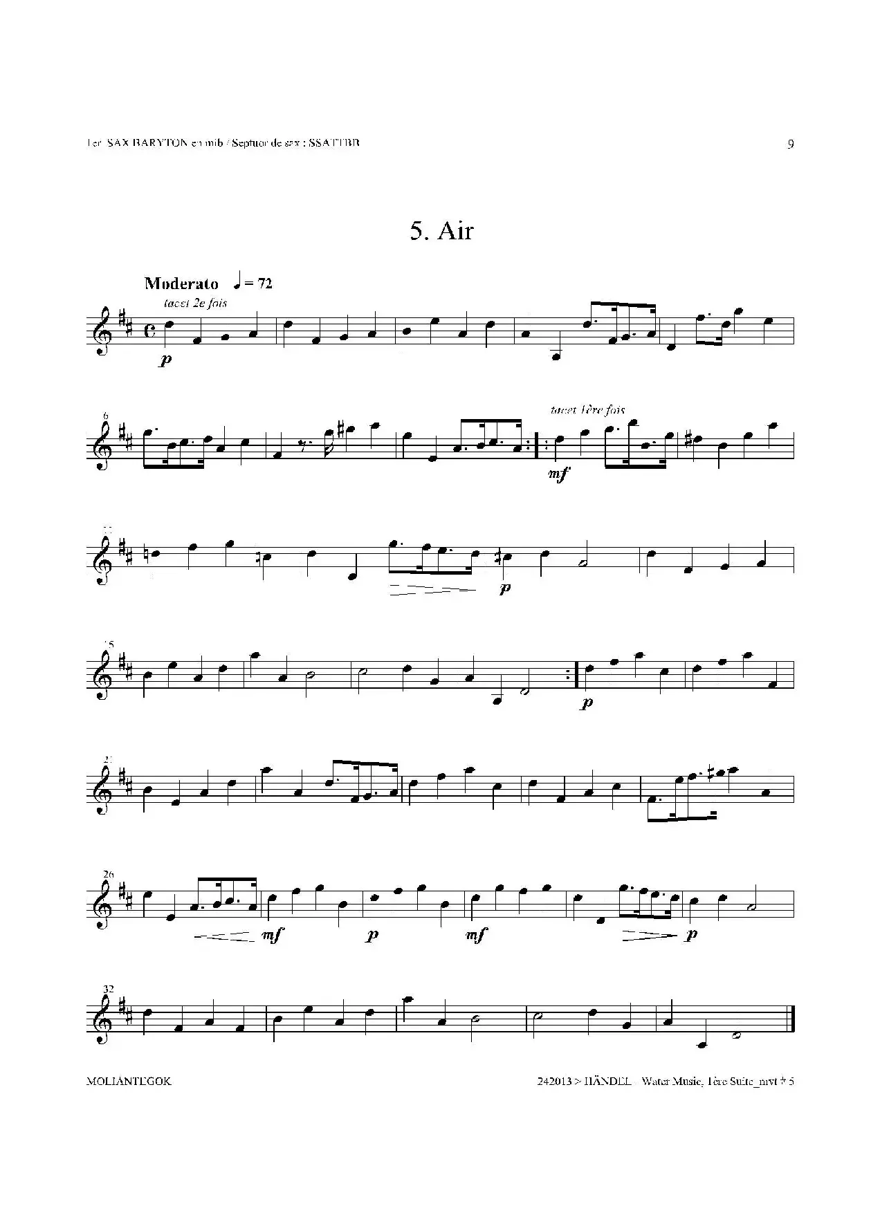 Water Music（HWV.348 No.1）（第一上低音萨克斯）