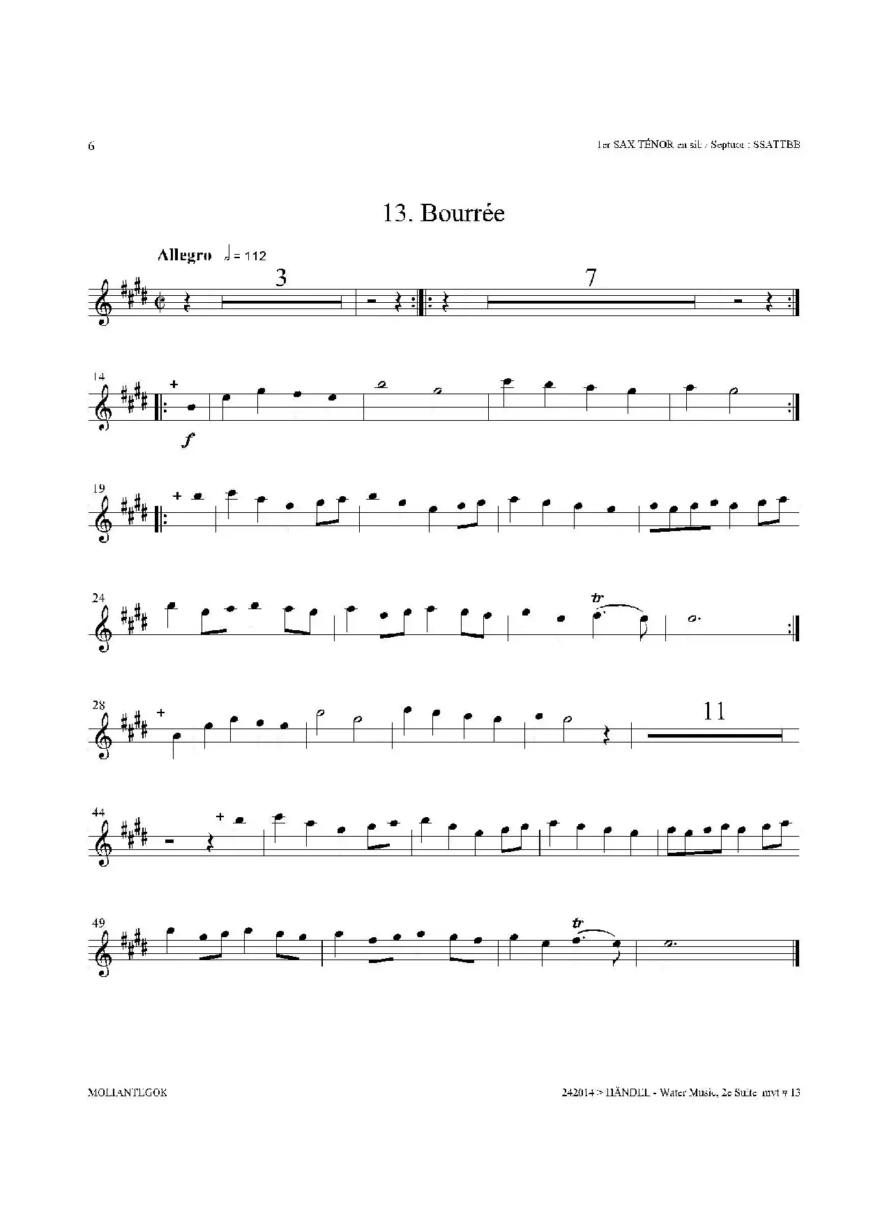 Water Music（HWV.349 No.2）（第一次中音萨克斯）