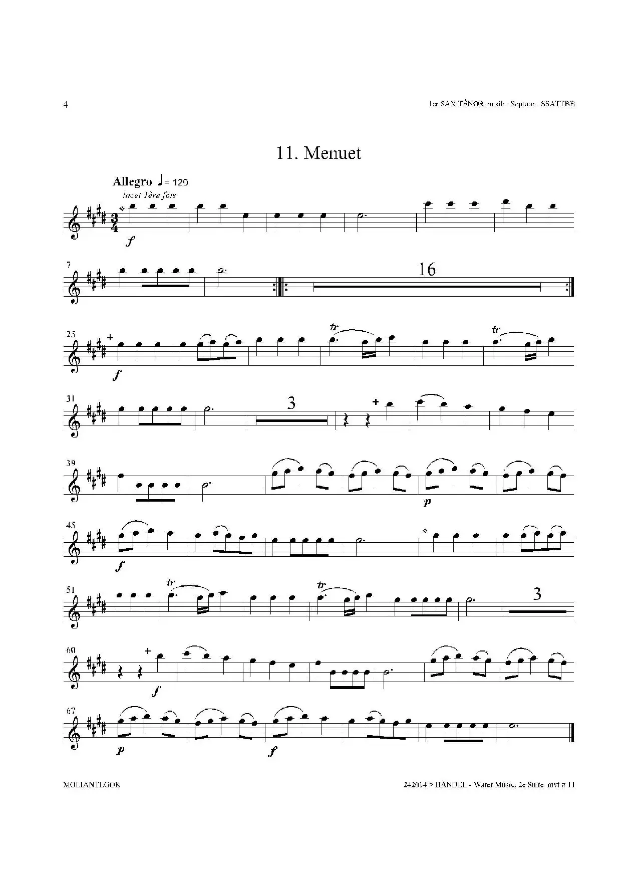 Water Music（HWV.349 No.2）（第一次中音萨克斯）