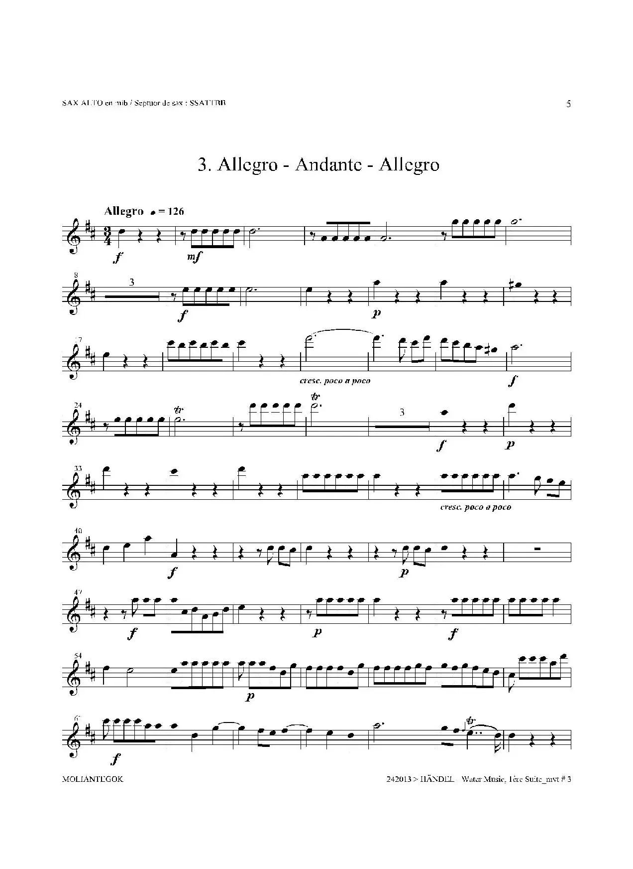 Water Music（HWV.348 No.1）（中音萨克斯）