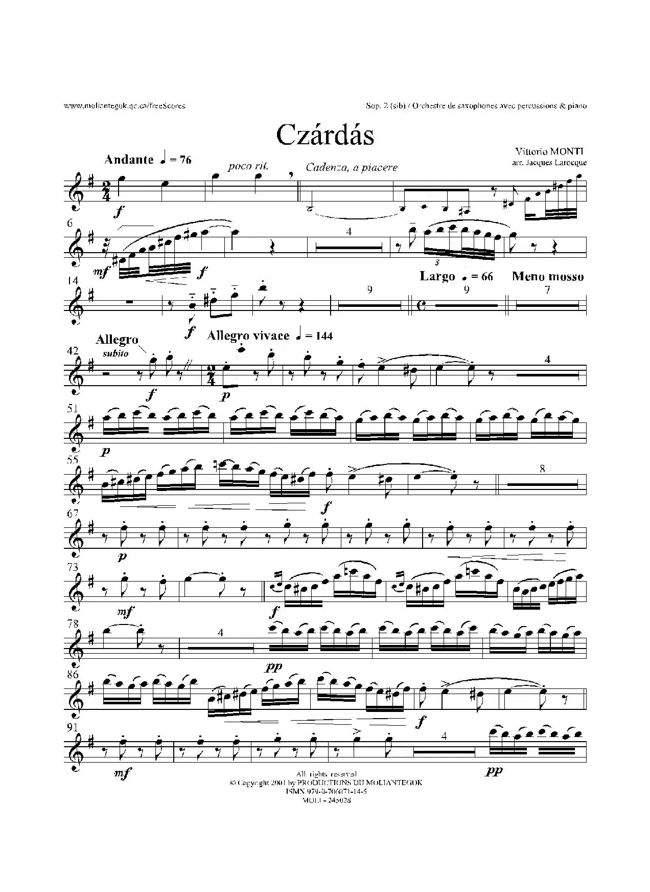 Czardas 查尔达斯（15重奏）（2支高音萨克斯）