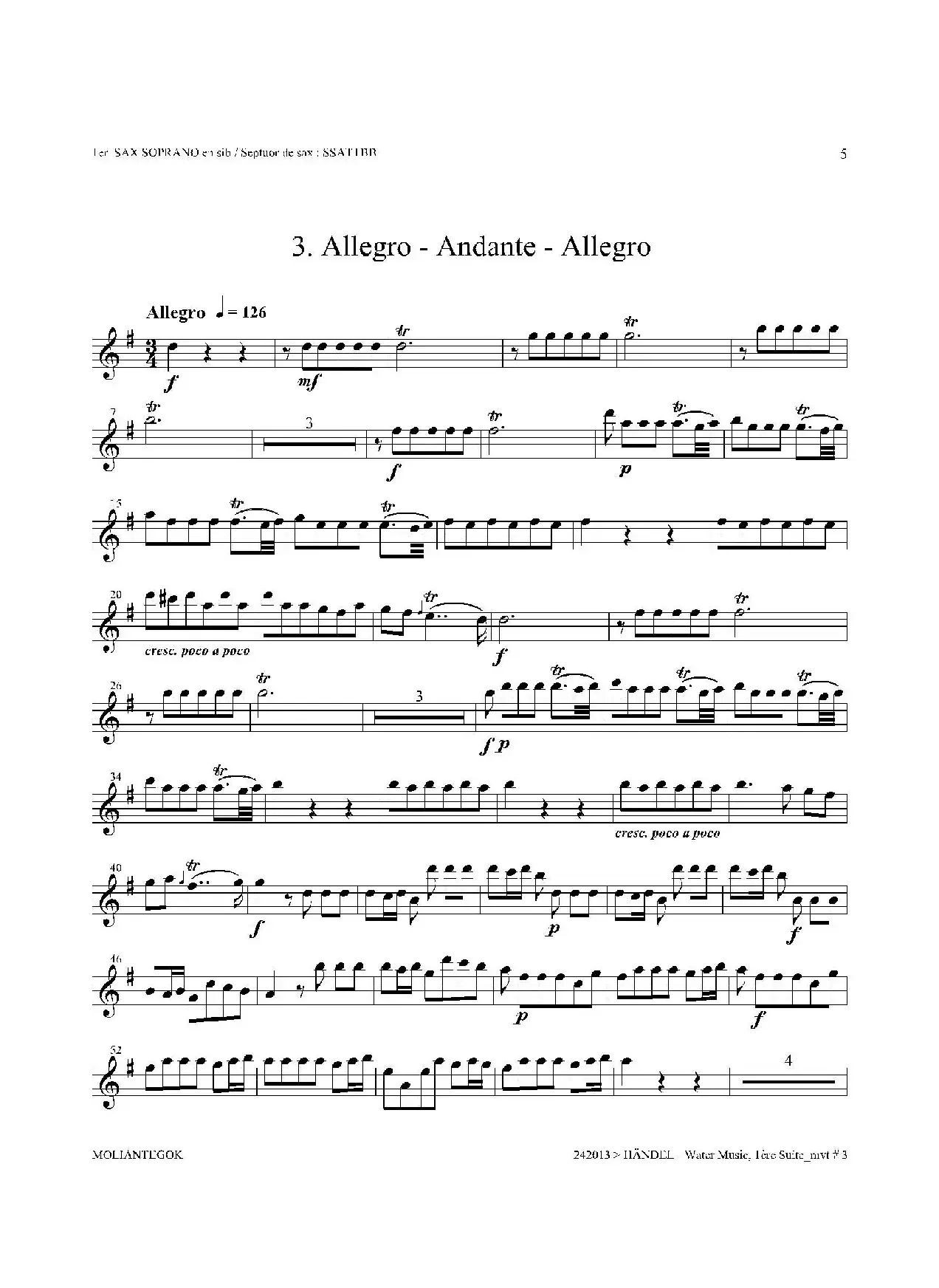 Water Music（HWV.348 No.1）（第一高音萨克斯）