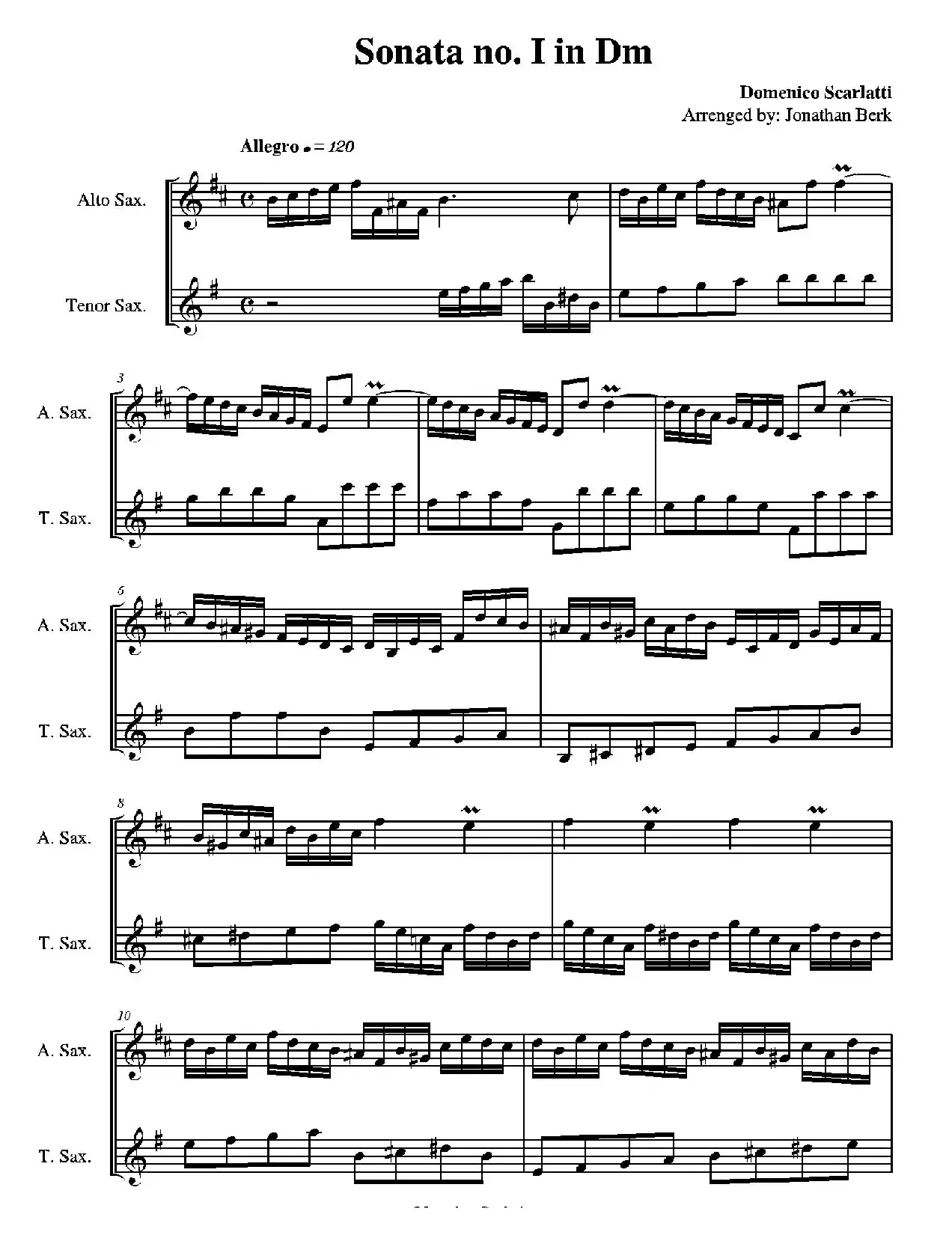 Sonata no. I in Dm（二重奏）