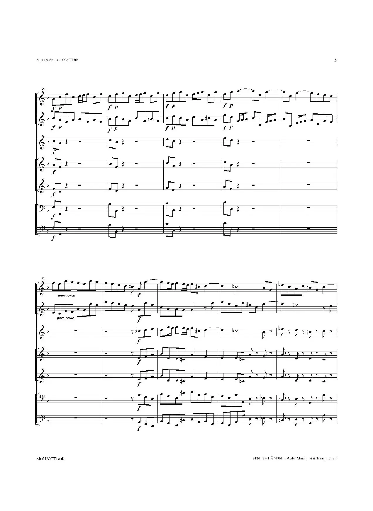 Water Music（HWV.348 No.1）（萨克斯合奏总谱）