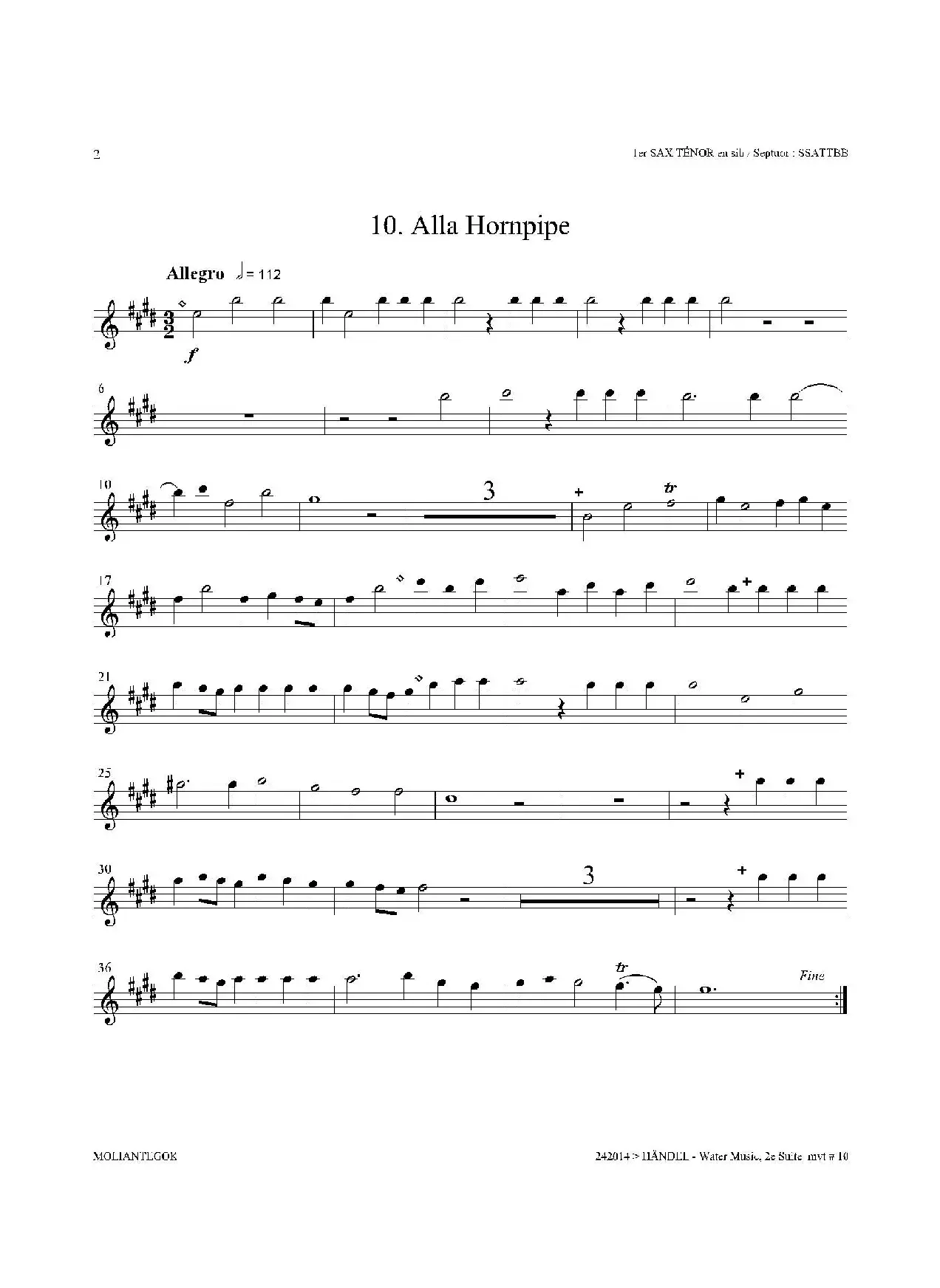 Water Music（HWV.349 No.2）（第一次中音萨克斯）