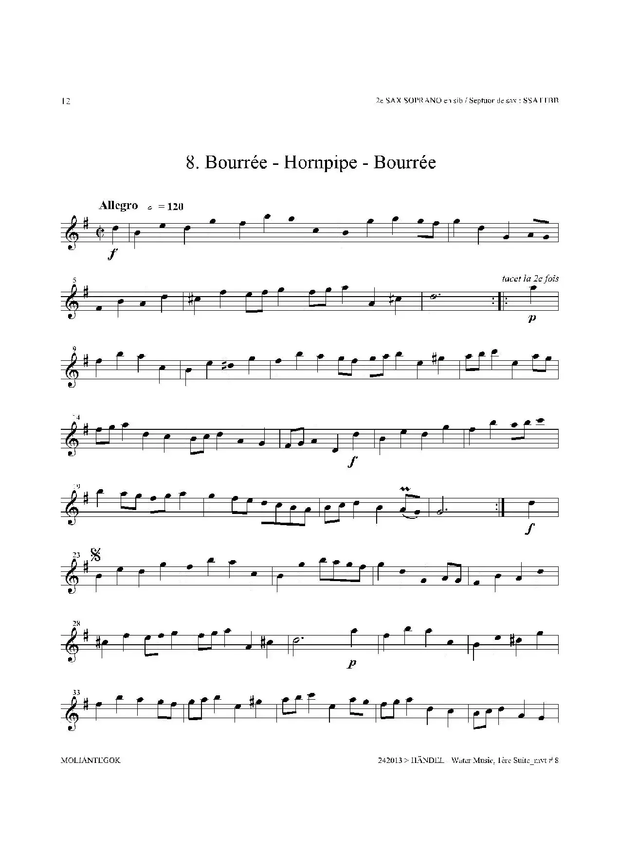 Water Music（HWV.348 No.1）（第二高音萨克斯）