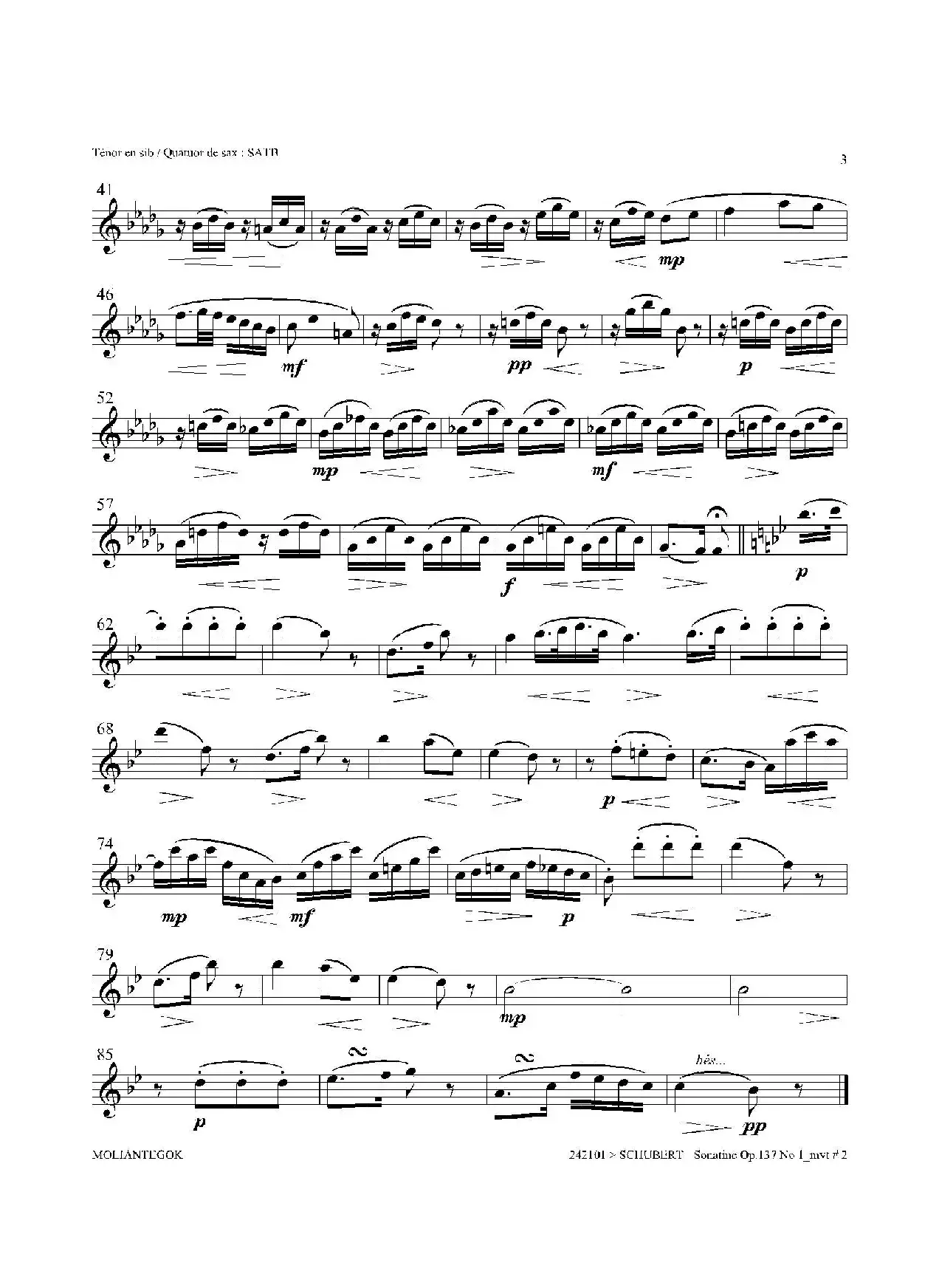 Sonatine Op.137 No 1（四重奏次中音萨克斯分谱）