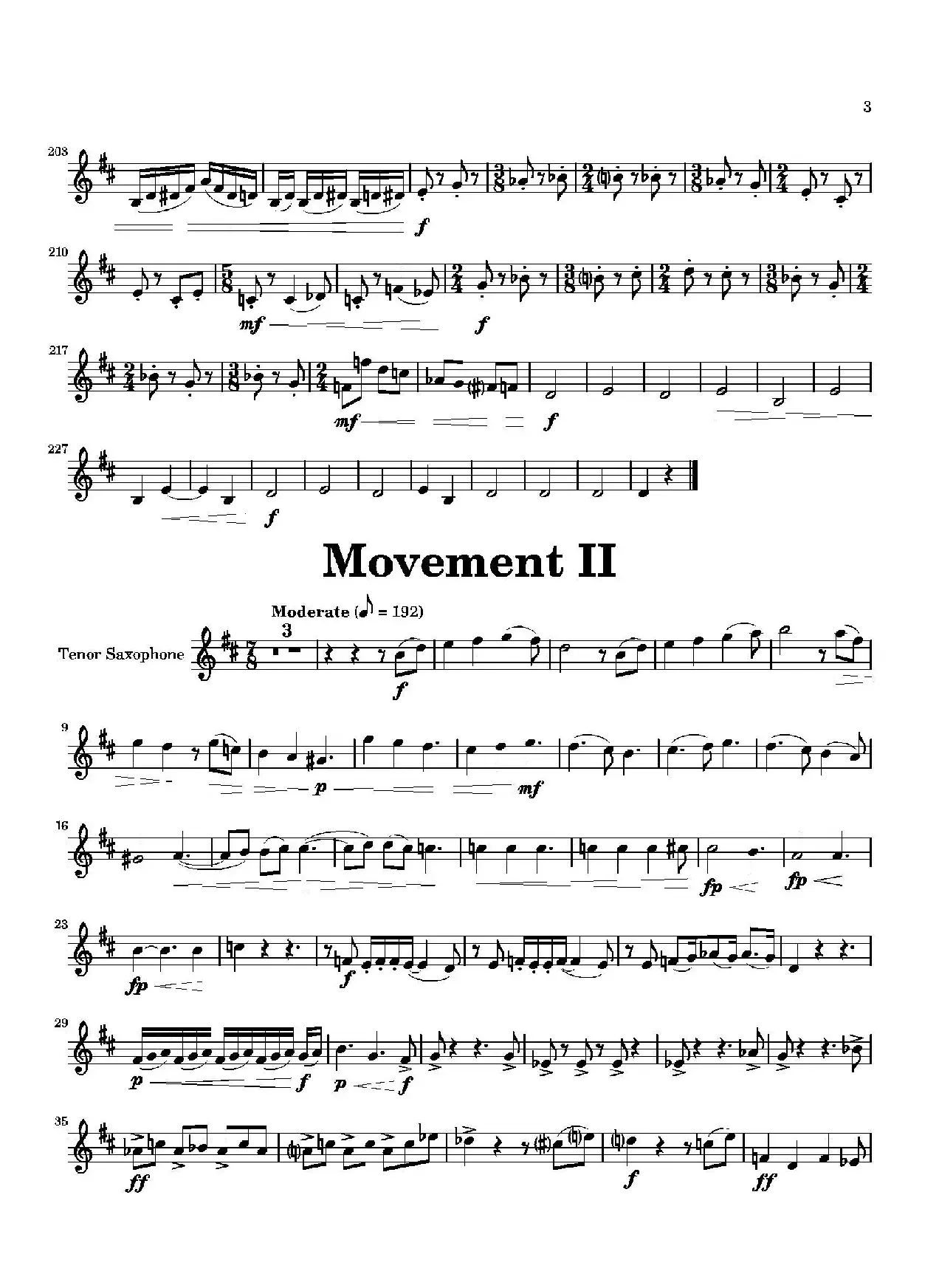 Movement（四重奏次中音萨克斯分谱）