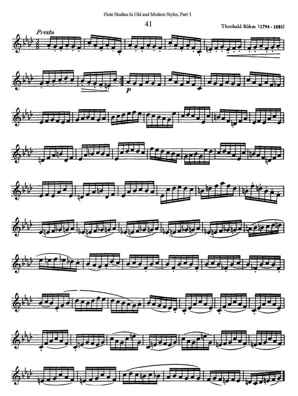 斯勒新老风格长笛练习重奏曲（第三部分）（NO.41）