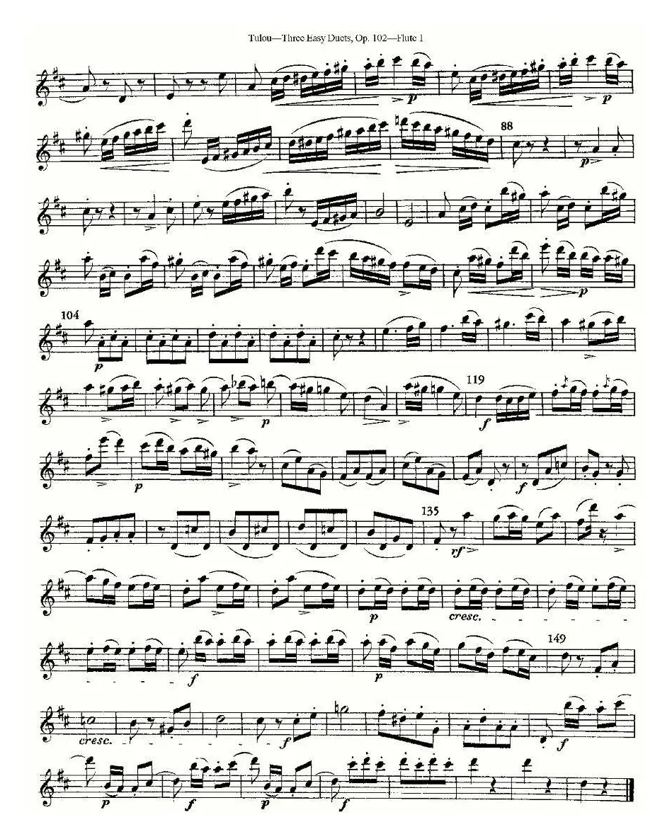 Three Easy Duets,Op.102 之第一长笛（三首简易重奏曲作品102号）