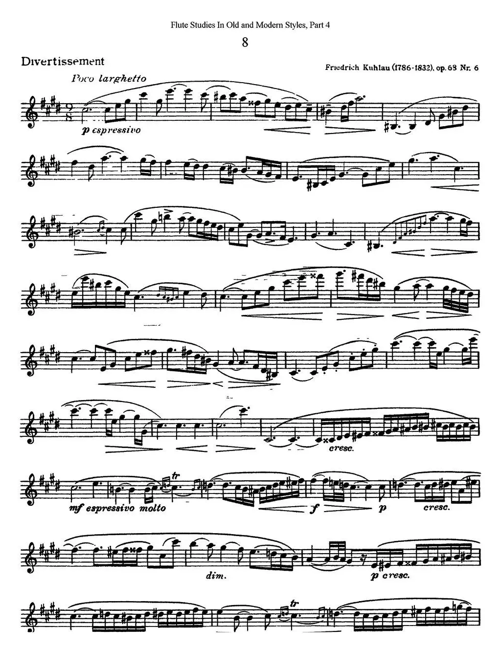 斯勒新老风格长笛练习重奏曲（第四部分）（NO.8）