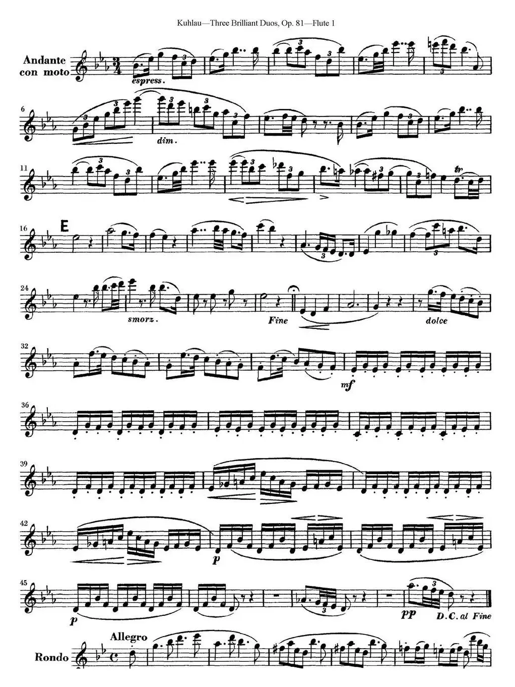 库劳长笛二重奏练习三段OP.81——Flute 1（NO.3）