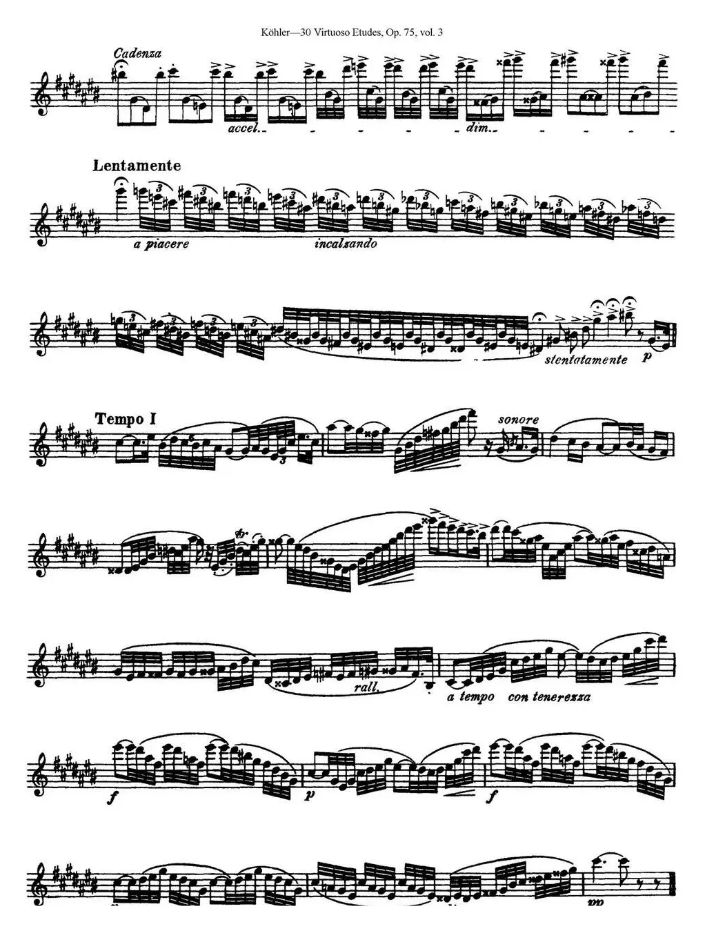 柯勒30首高级长笛练习曲作品75号（NO.23）