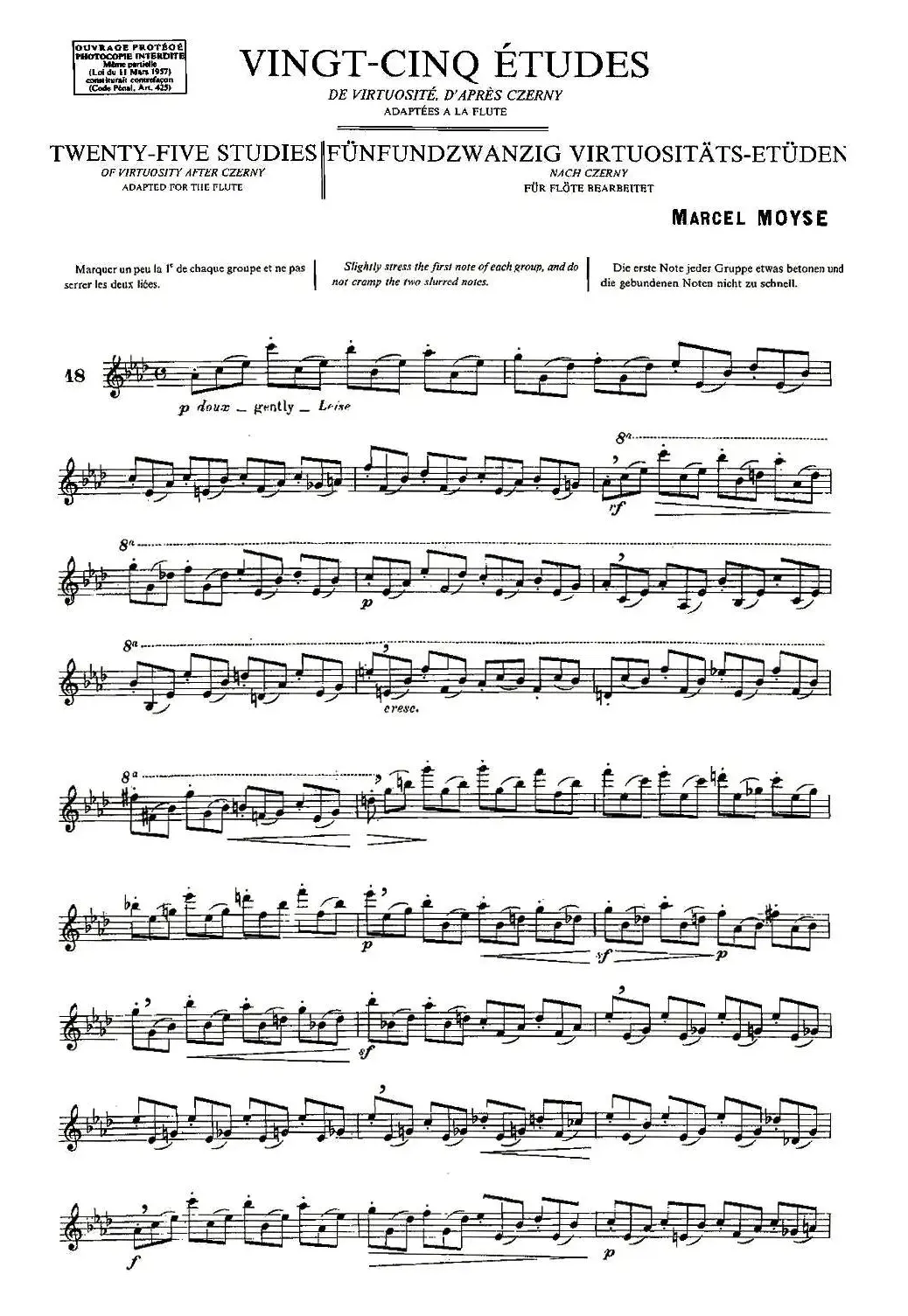 Moyse - 25 Studies after Czerny flute 之18（25首改编自车尔尼作品的练习曲）