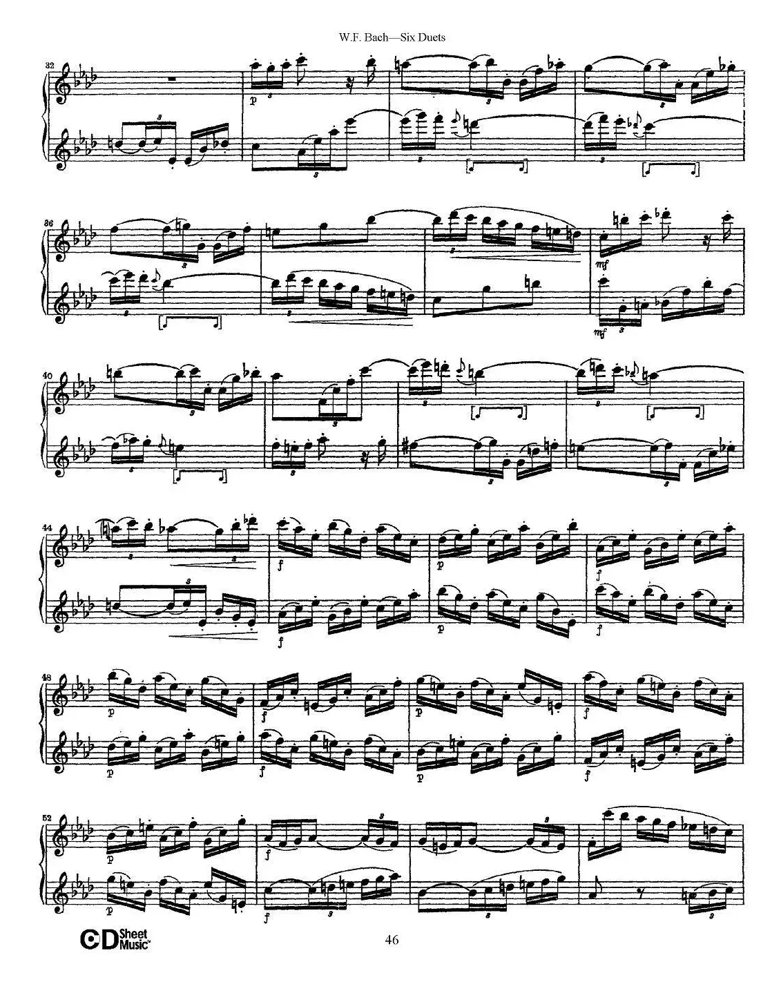 W.F.巴赫—六首二重奏练习曲（6）