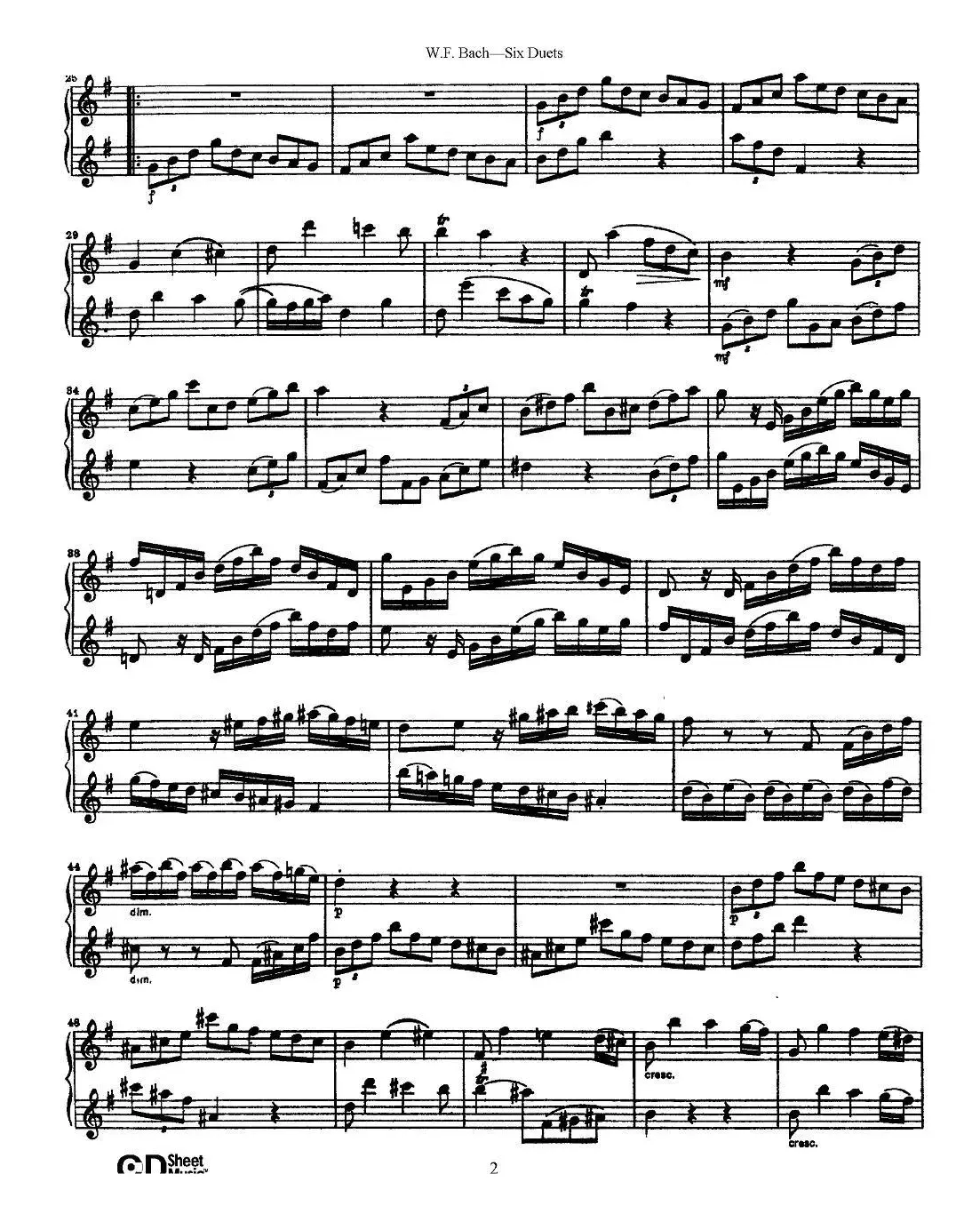 W.F.巴赫—六首二重奏练习曲（1）
