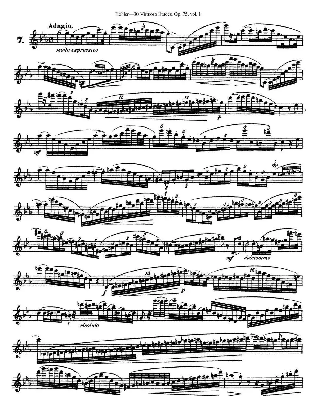 柯勒30首高级长笛练习曲作品75号（NO.7）