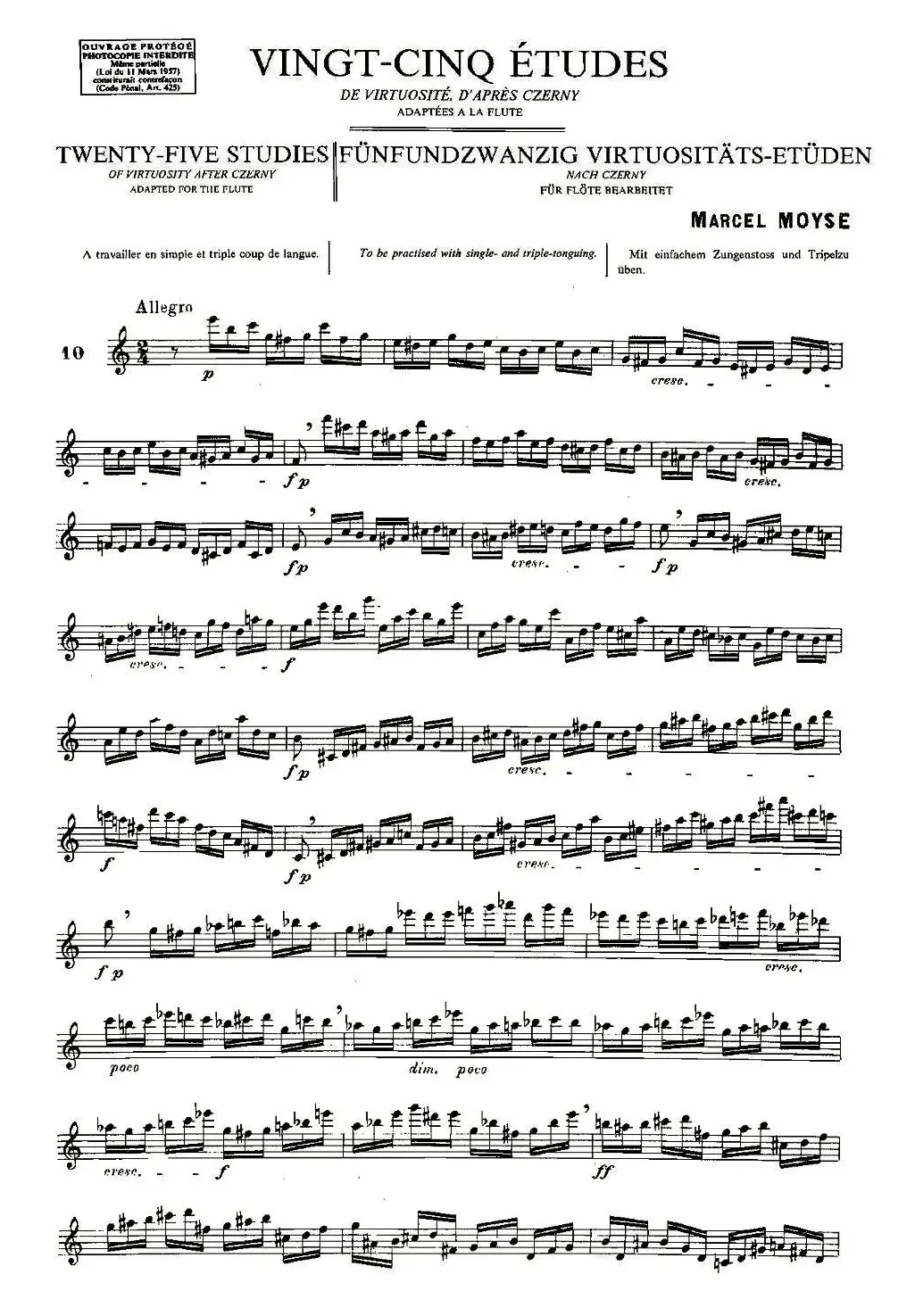 Moyse - 25 Studies after Czerny flute  [10]（25首改编自车尔尼作品的练习曲）