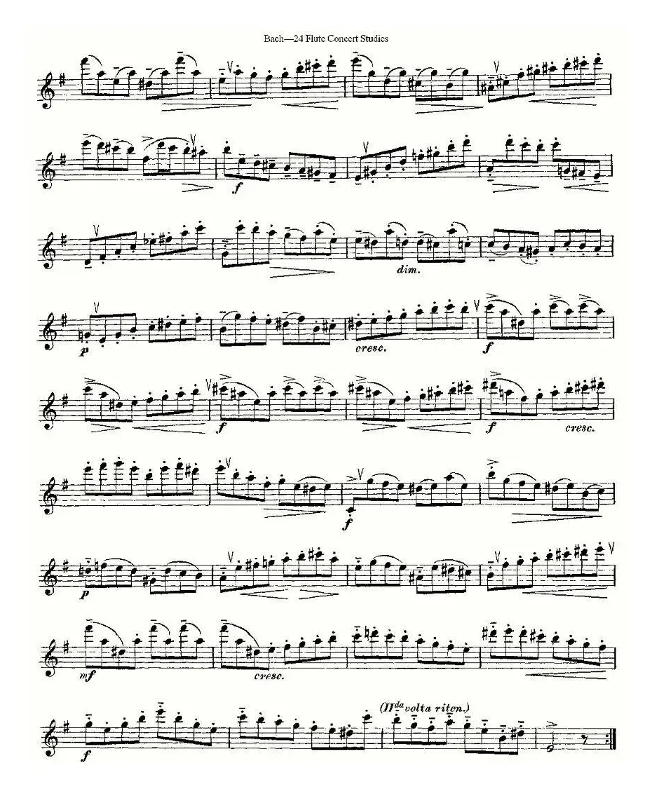 Bach-24 Flutc Concert Studies 之6—10（巴赫—24首长笛音乐会练习曲）