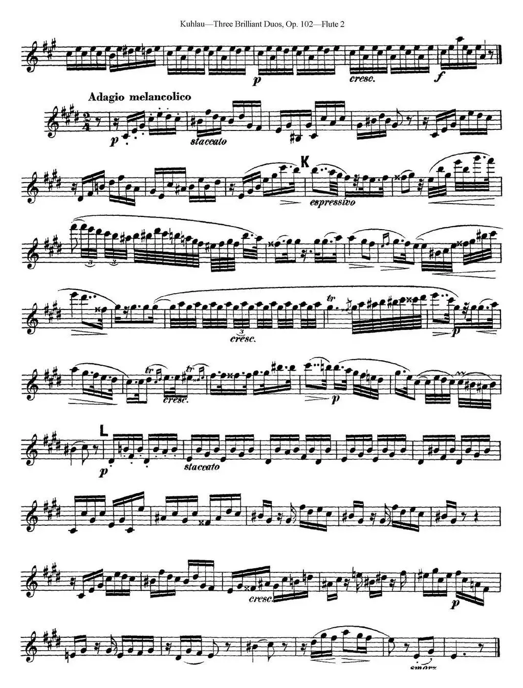 库劳长笛二重奏练习三段OP.102——Flute 2（NO.3）