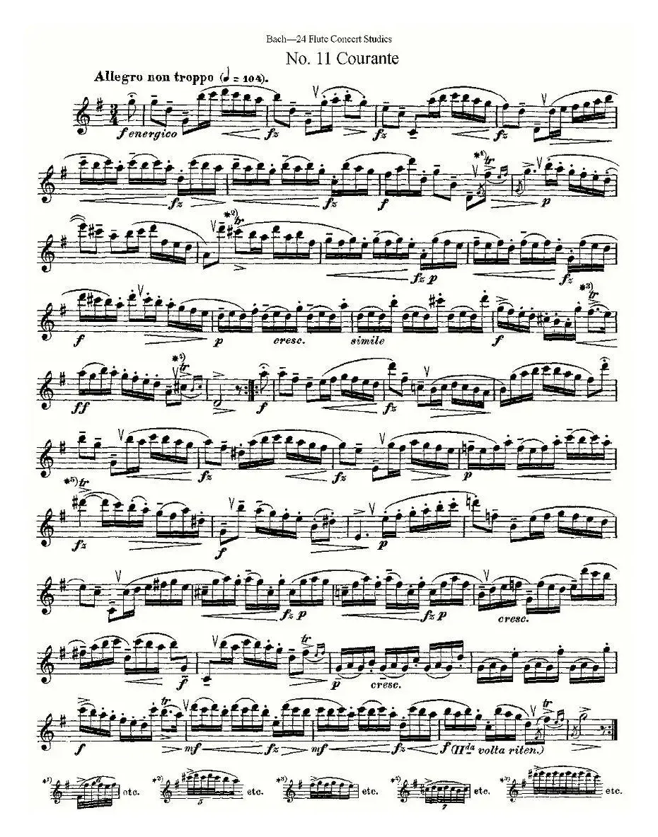 Bach-24 Flutc Concert Studies 之11—15（巴赫—24首长笛音乐会练习曲）