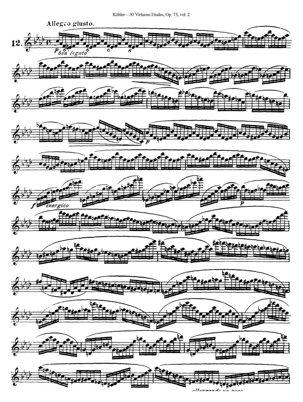 柯勒30首高级长笛练习曲作品75号（NO.12）