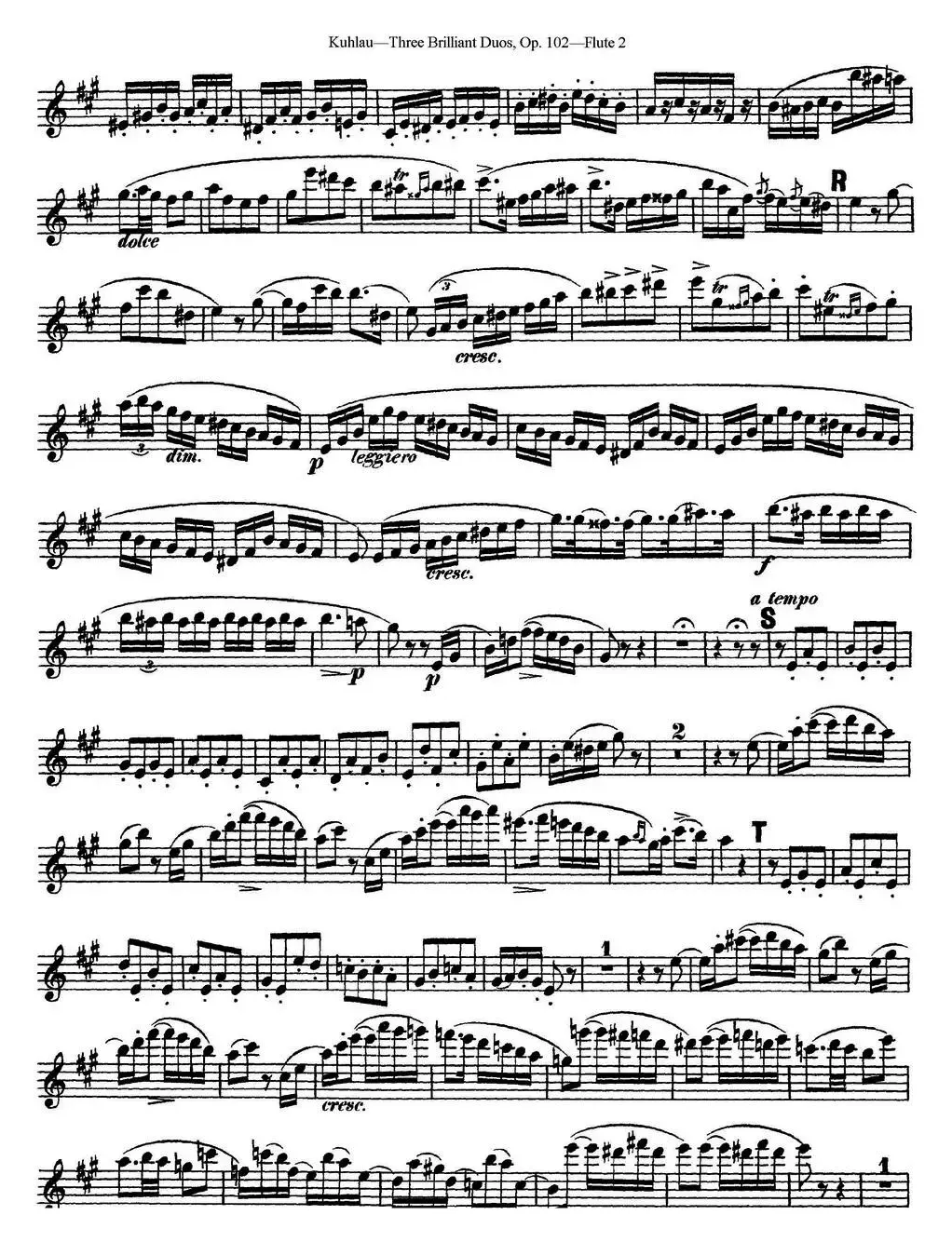 库劳长笛二重奏练习三段OP.102——Flute 2（NO.3）