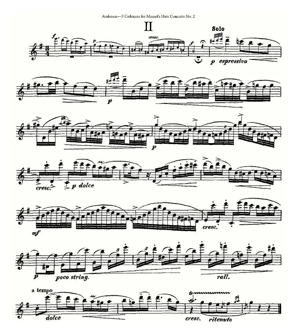 3 Cadenzas for Mozart's flute Concerto No.2