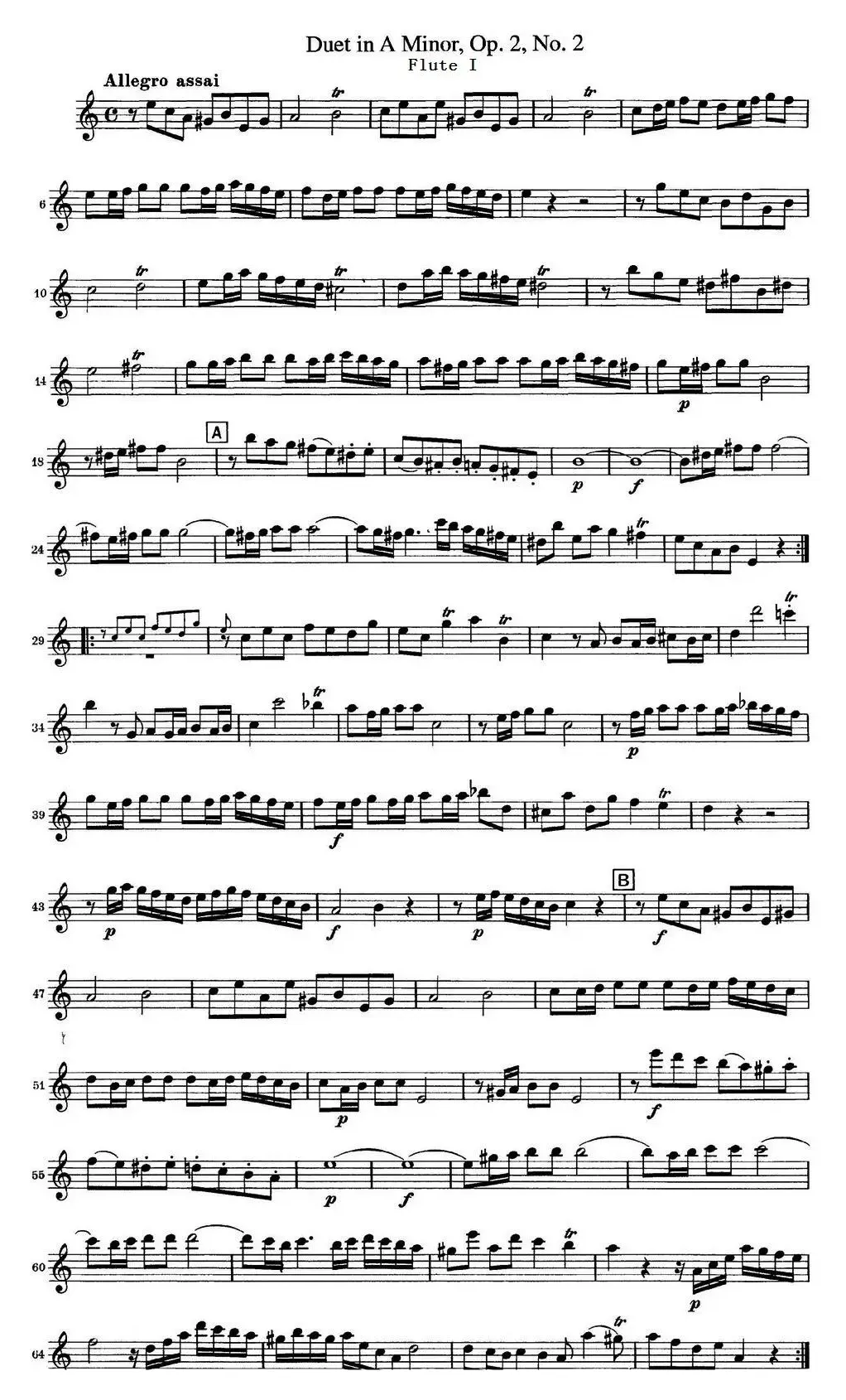 匡茨G大调长笛二重奏Op.2——Flute 1（No.2）
